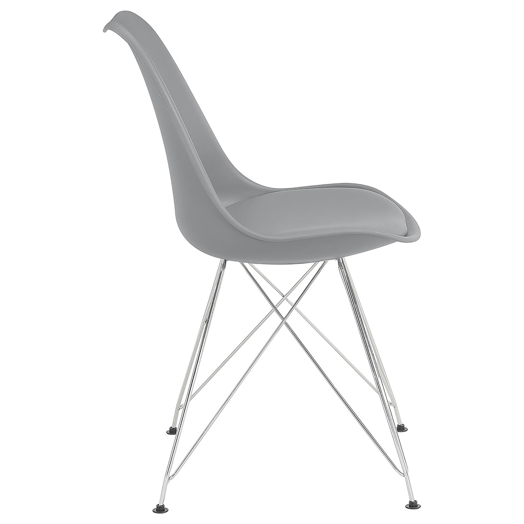 Grey and Chrome Padded Side Chair (Set of 2)