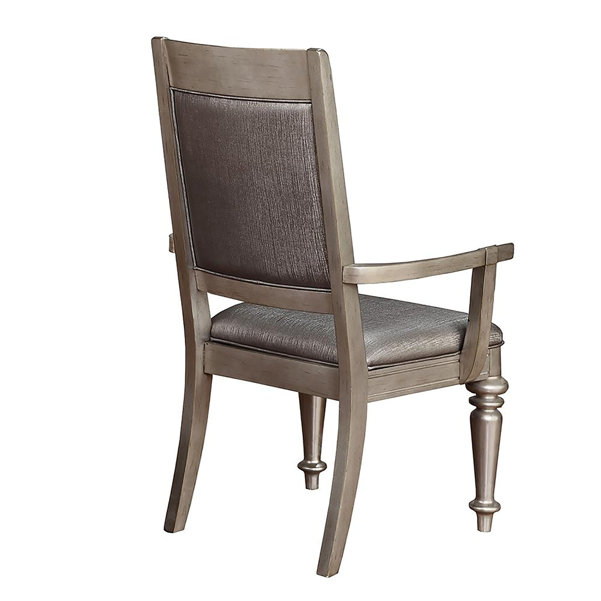 Metallic Platinum and Metallic Open Back Arm Chair (Set of 2)