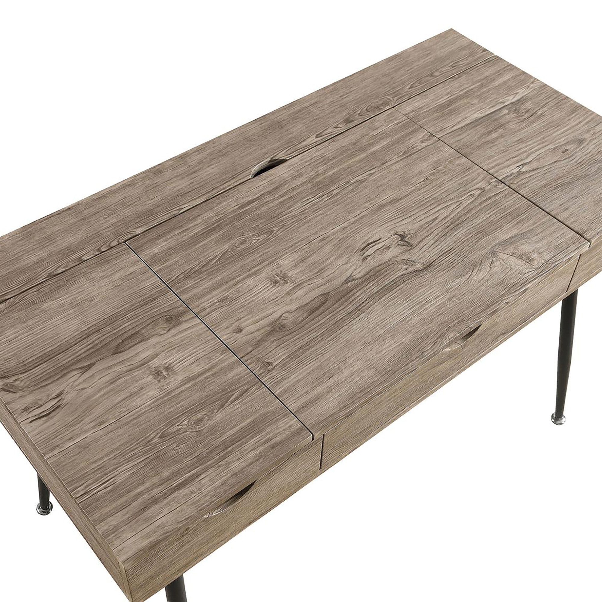 Rustic Driftwood and Dark Bronze 1-drawer Writing Desk