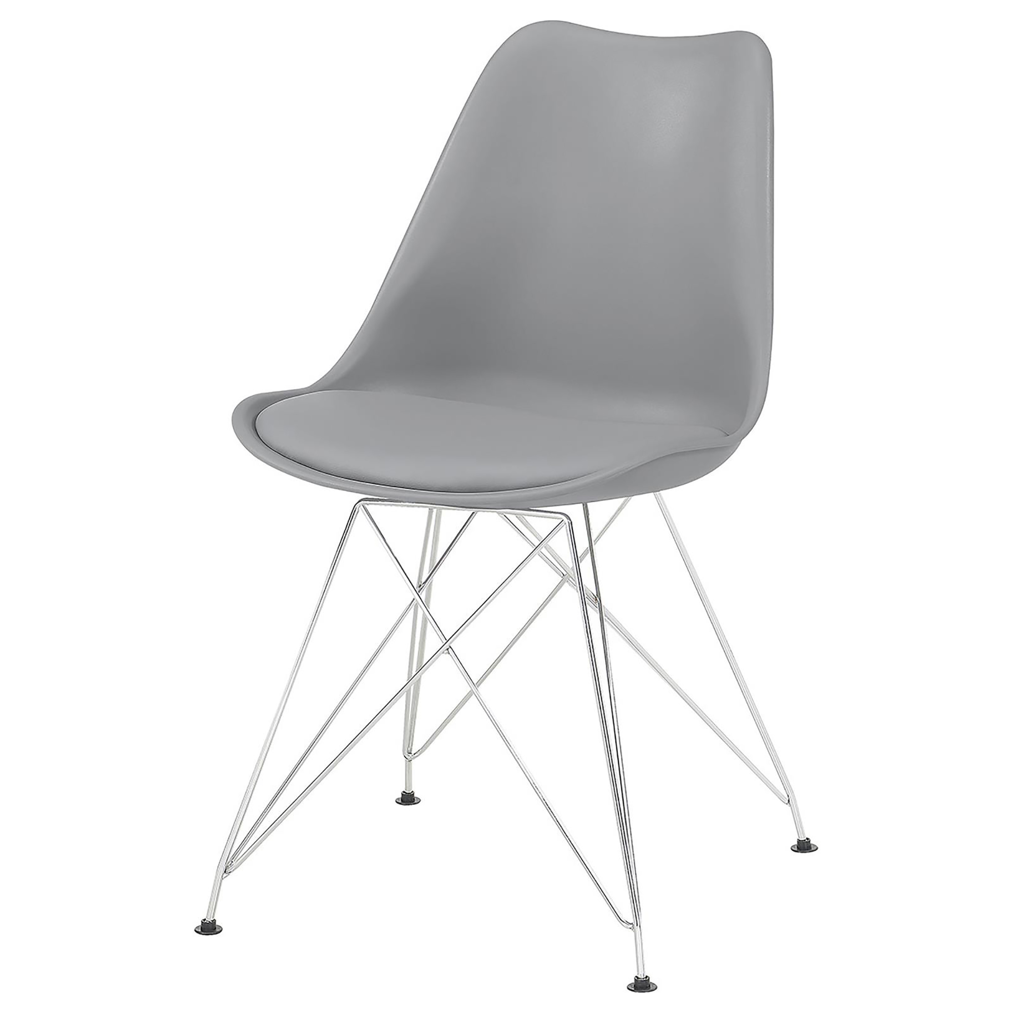 Grey and Chrome Padded Side Chair (Set of 2)