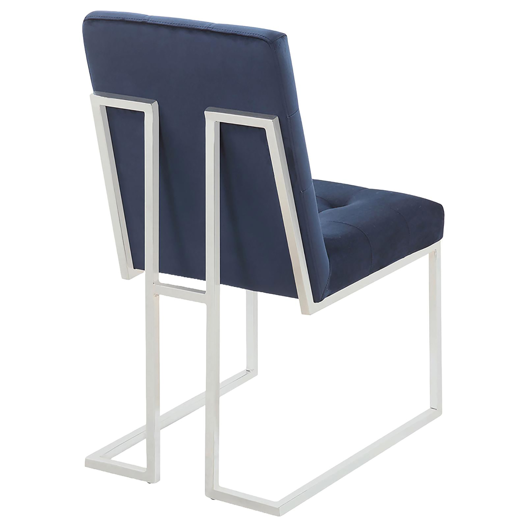 Blue and Chrome Tufted Back Dining Chair (Set of 2)