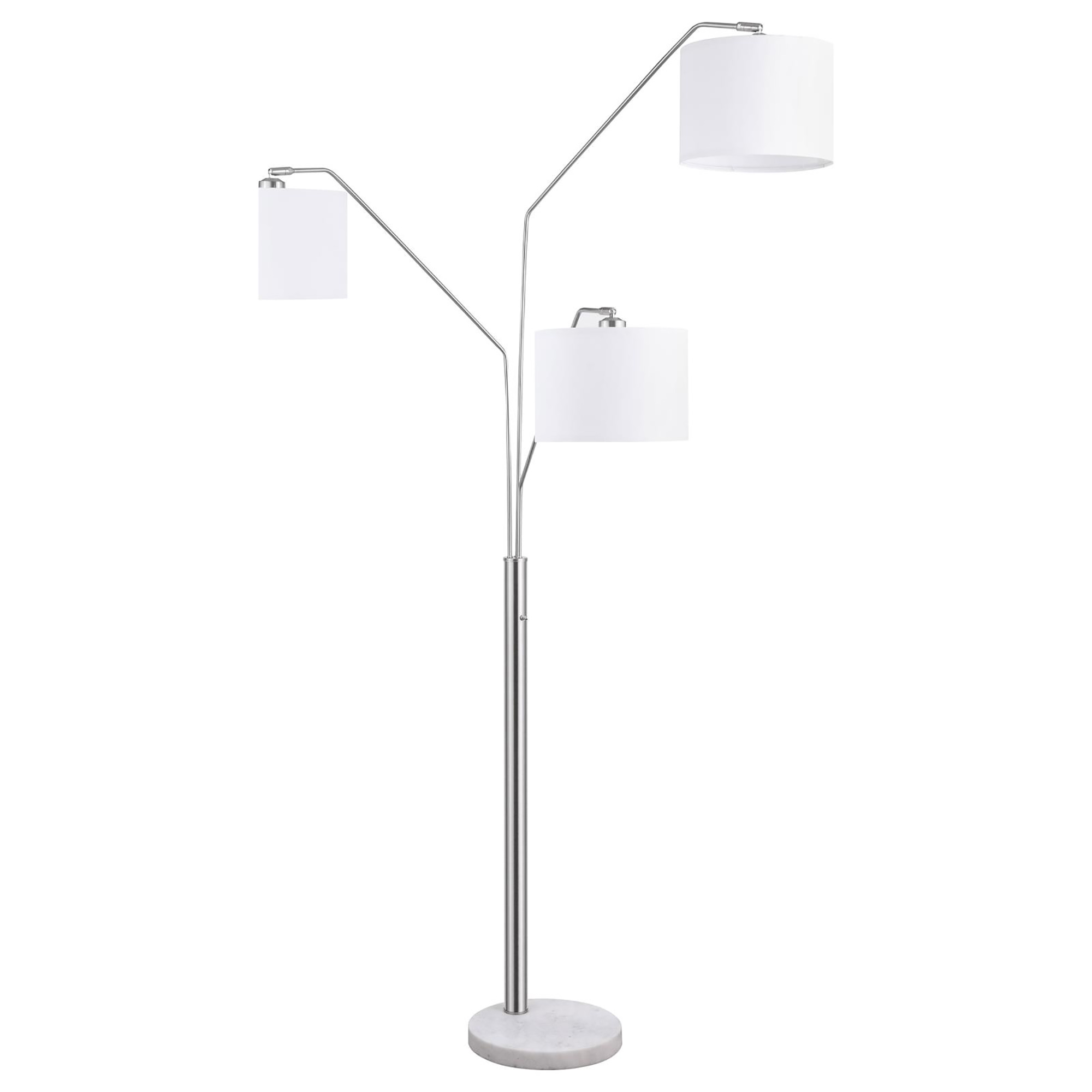 White and Stain Nickel Trio Drum Shade Floor Lamp