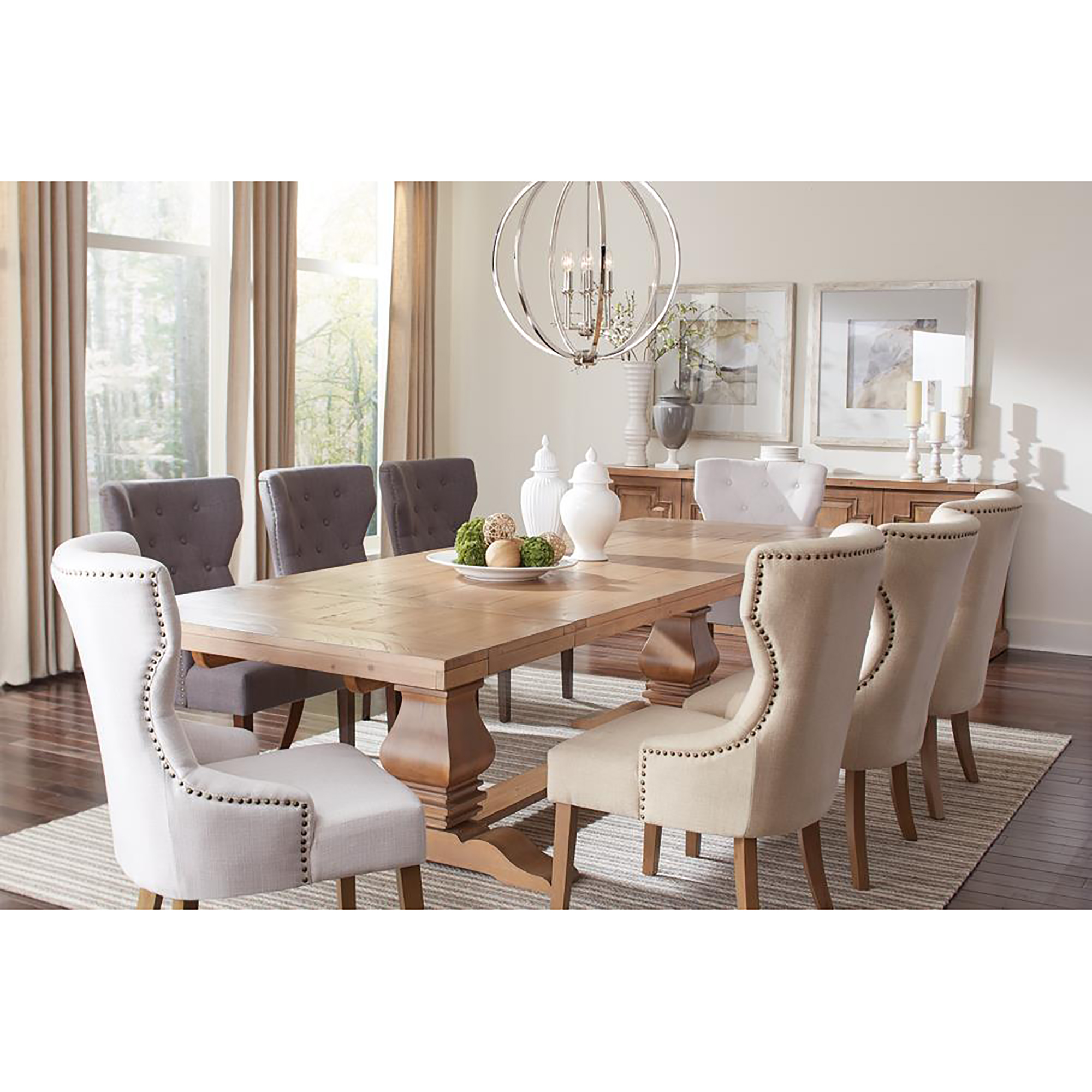 Beige and Rustic Smoke Tufted Dining Chair