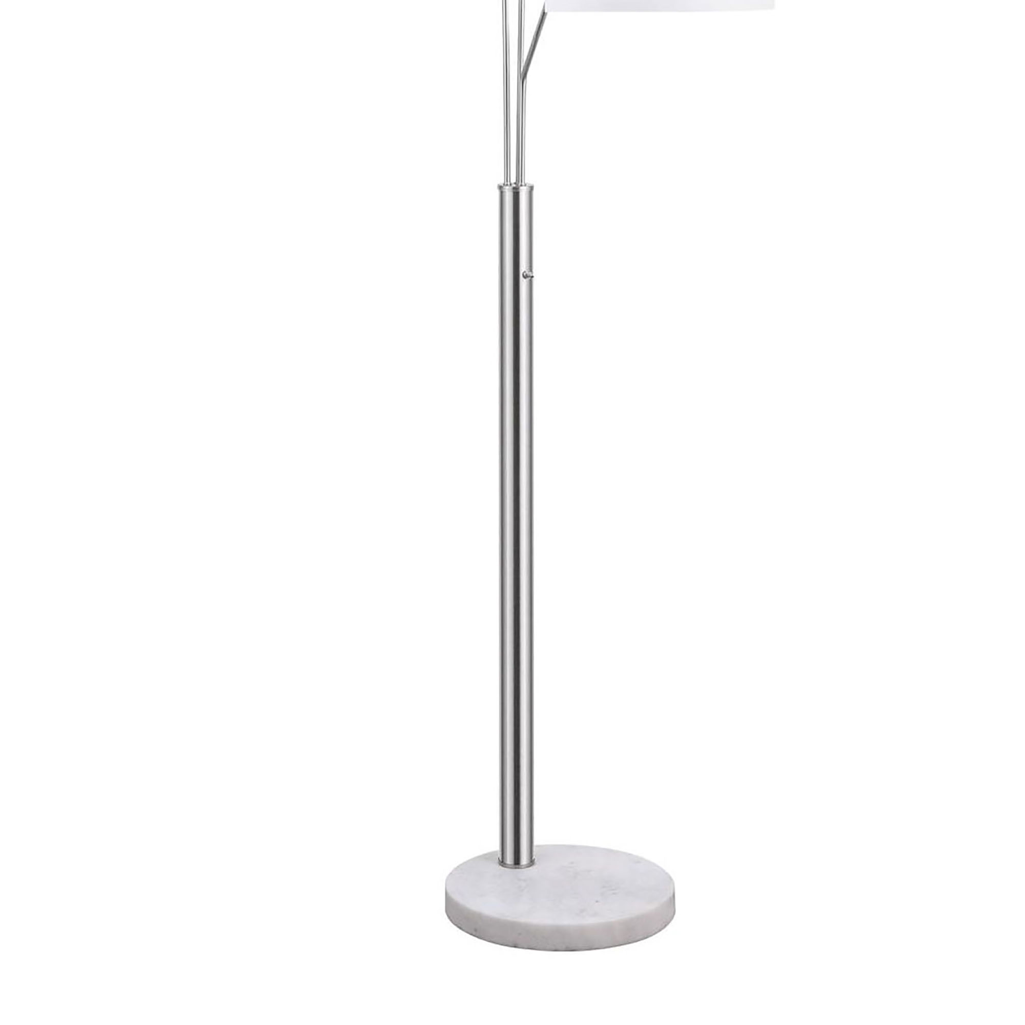 White and Stain Nickel Trio Drum Shade Floor Lamp