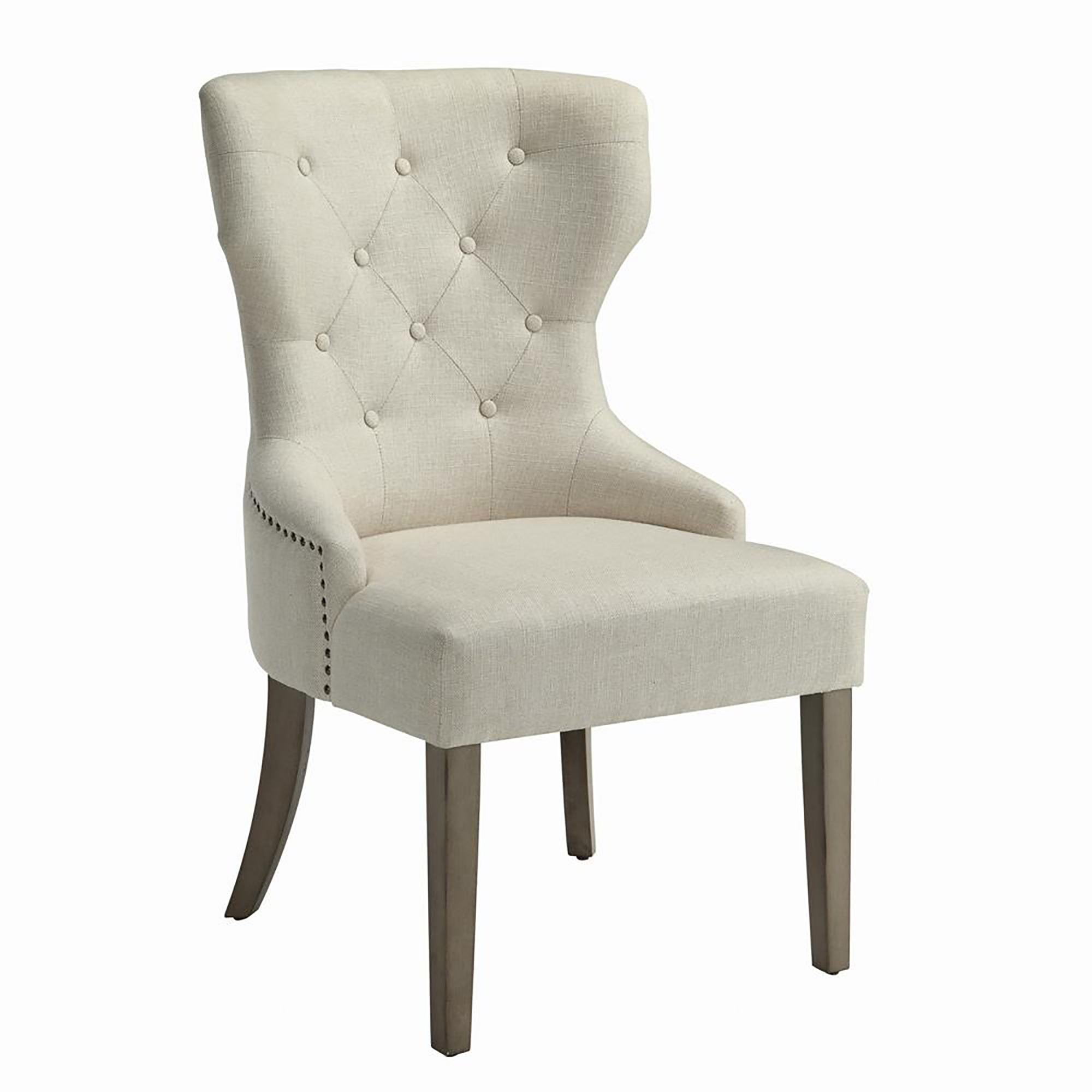 Beige and Rustic Smoke Tufted Dining Chair