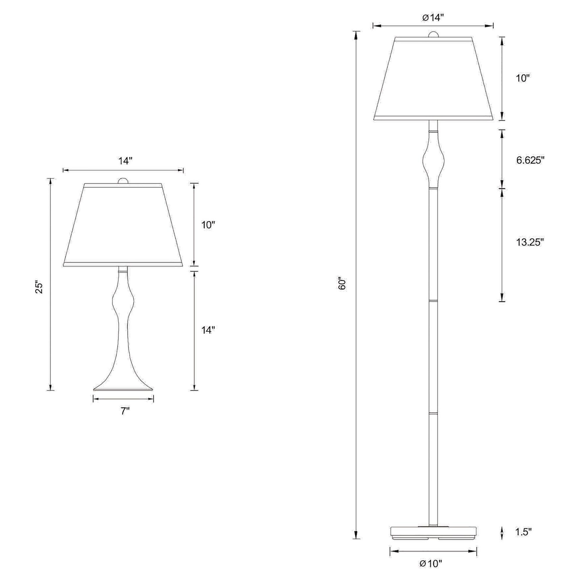 Beige and Brushed Nickel 3-Piece Lamp Set