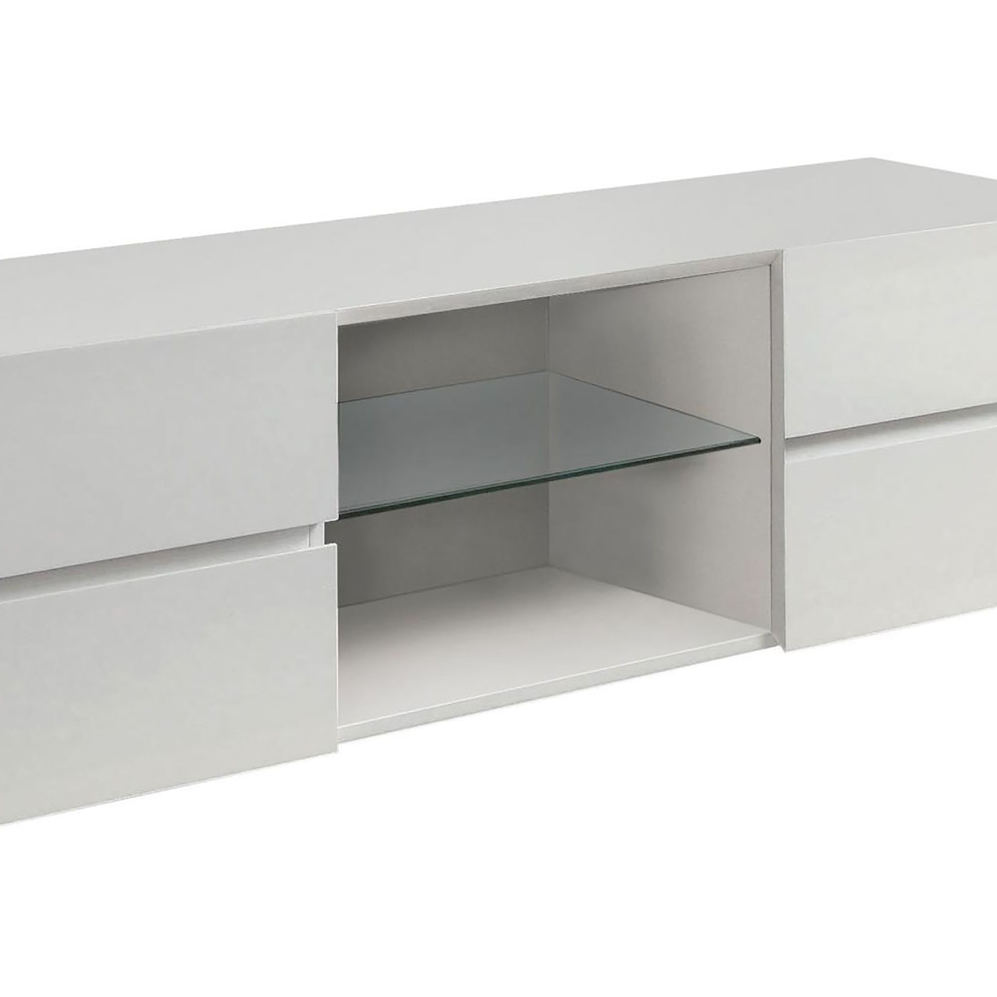 Glossy White 4-Drawer TV Console