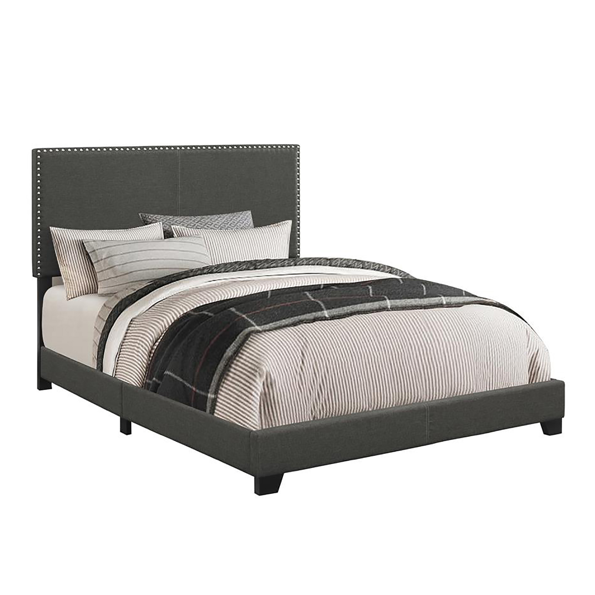 Charcoal Full Bed with Nailhead Trim