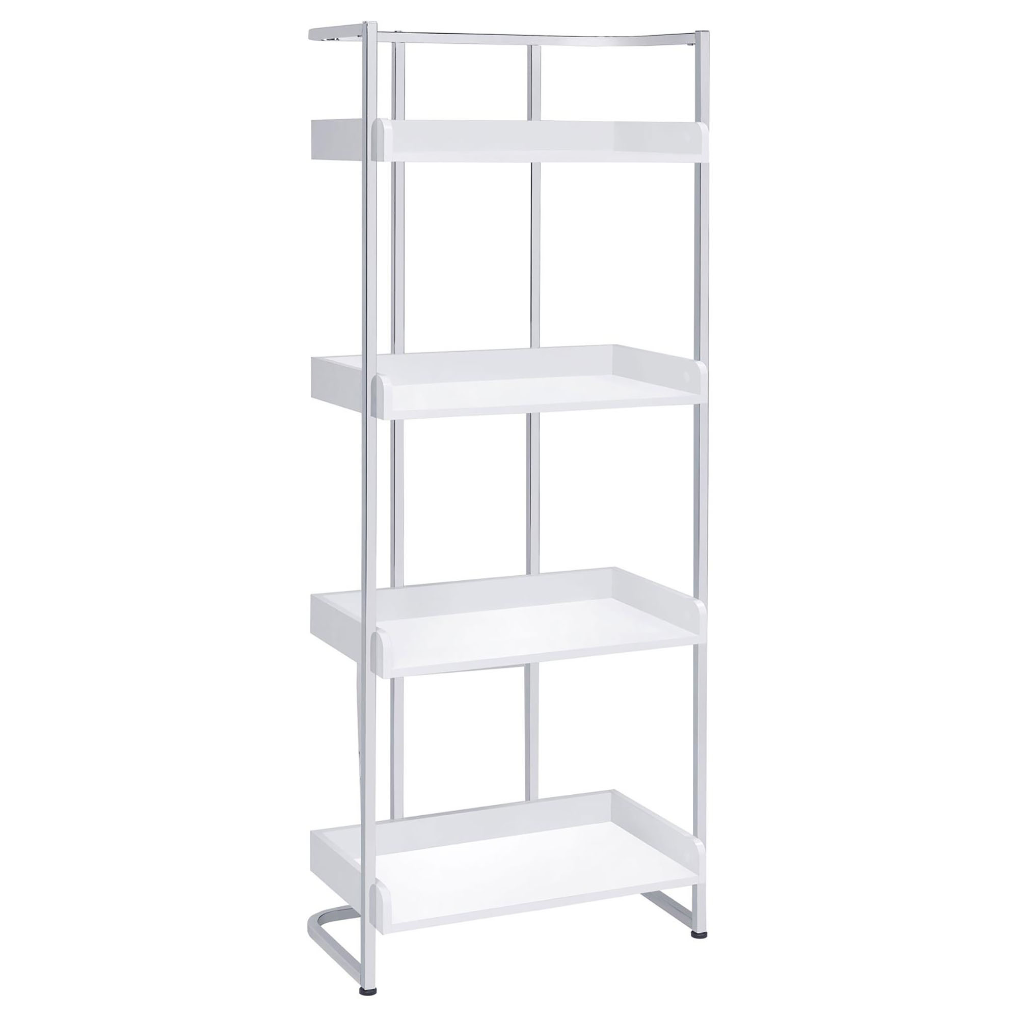 Glossy White 4-Shelf Open Back Bookcase