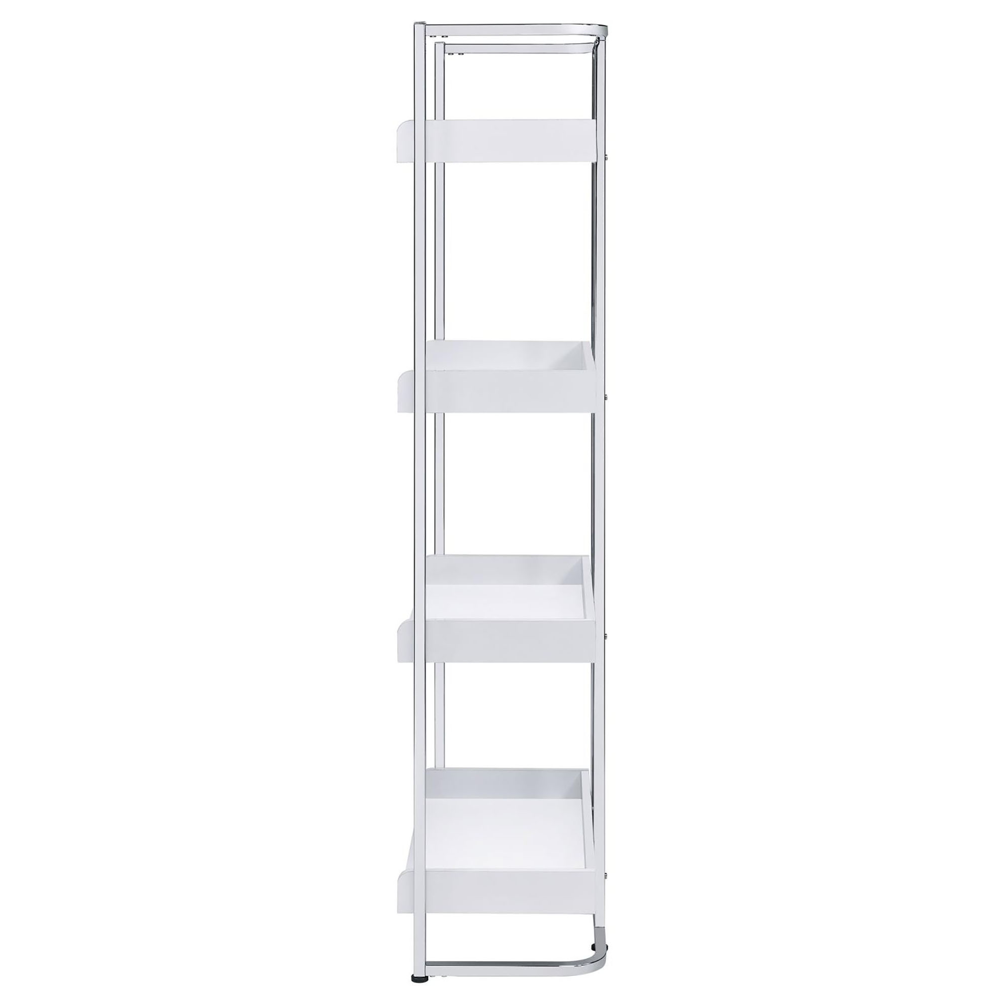 Glossy White 4-Shelf Open Back Bookcase