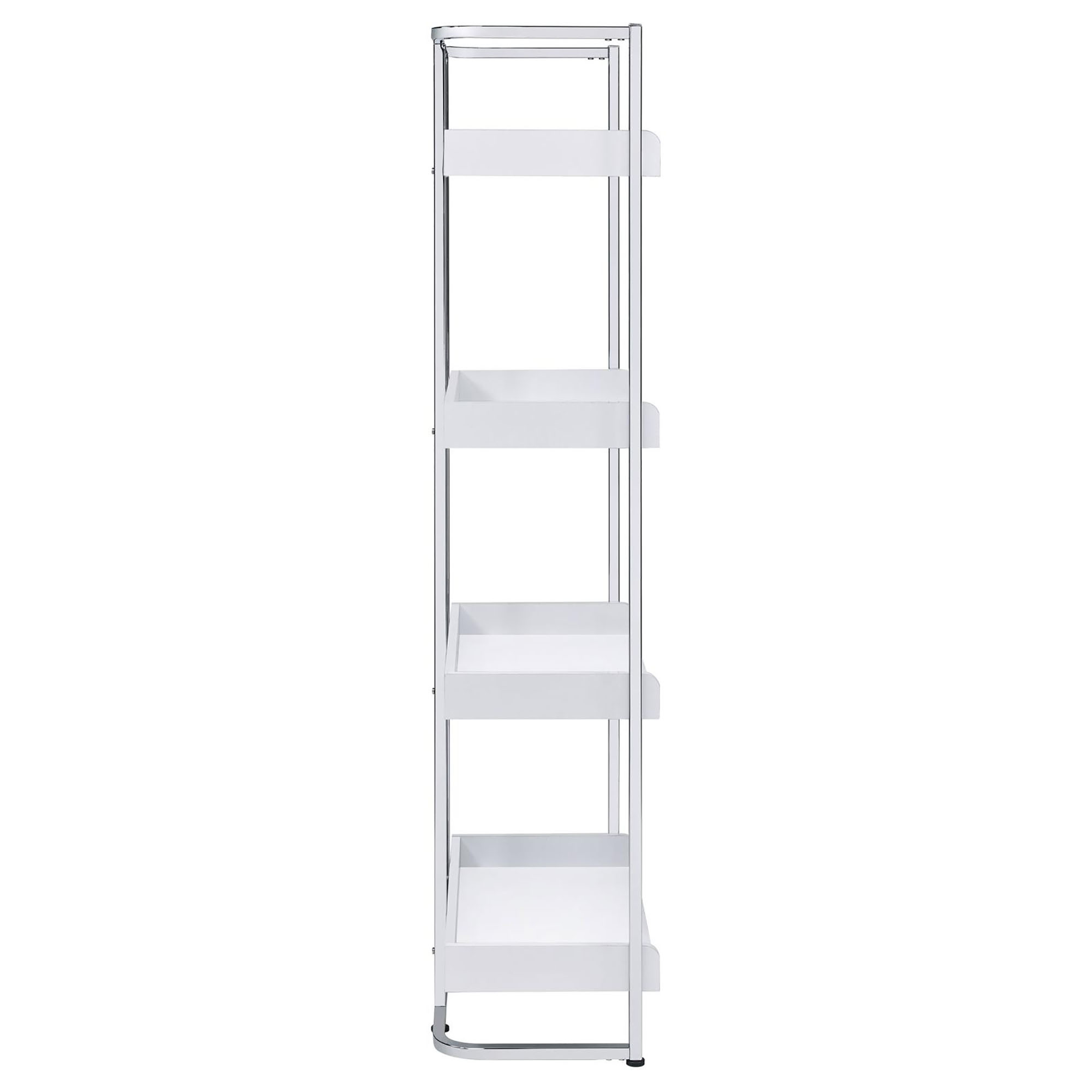 Glossy White 4-Shelf Open Back Bookcase