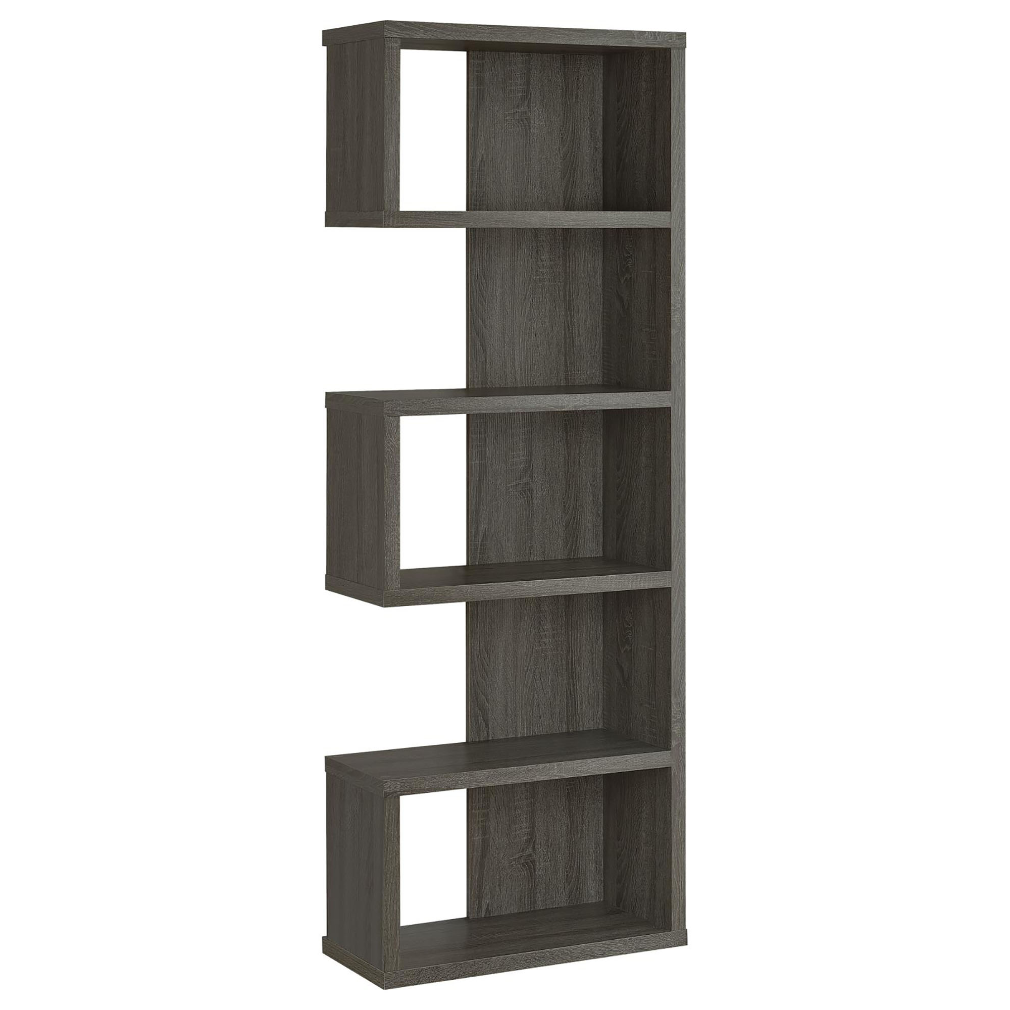 Woodley Weathered Grey 5-Shelf Bookcase