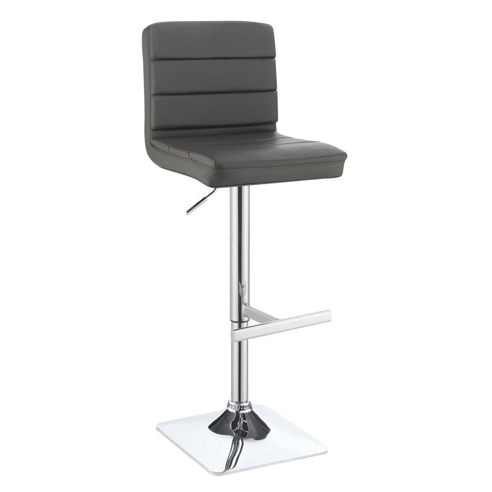 Grey and Chrome Adjustable Bar Stool (Set of 2)