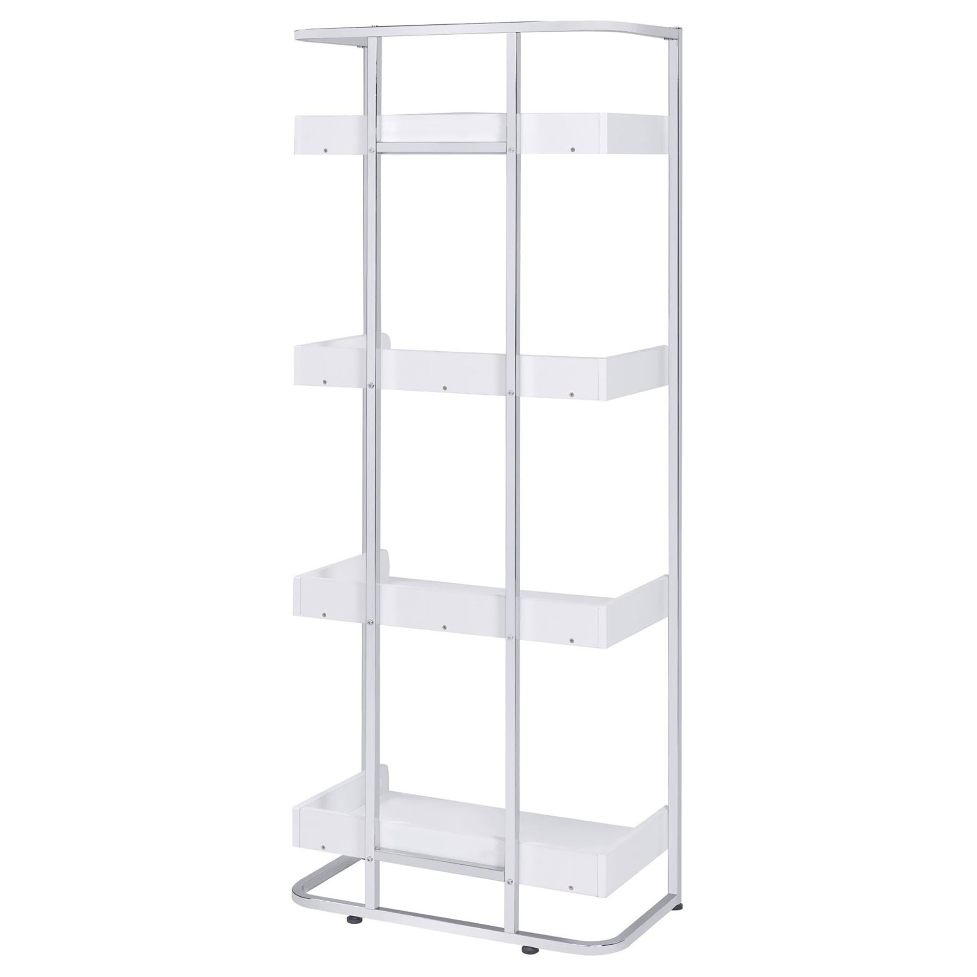 Glossy White 4-Shelf Open Back Bookcase