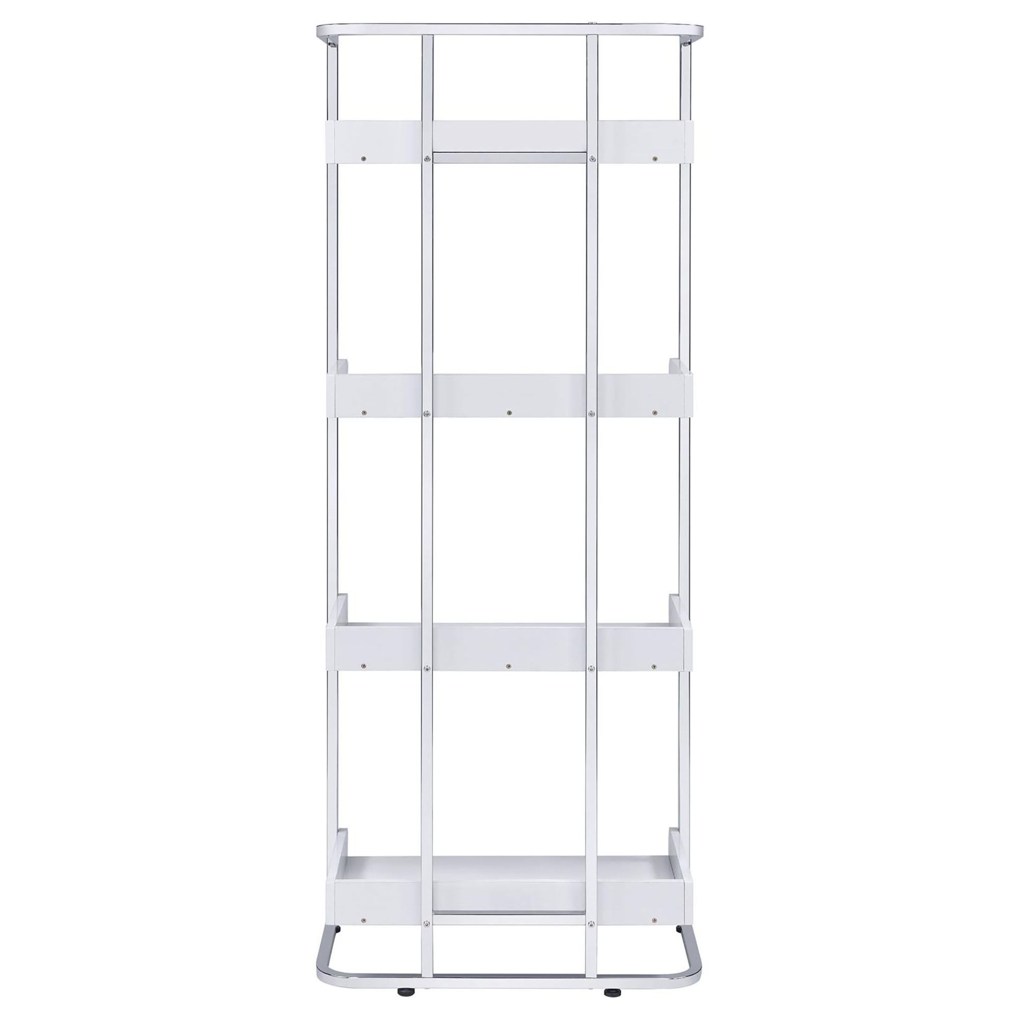 Glossy White 4-Shelf Open Back Bookcase