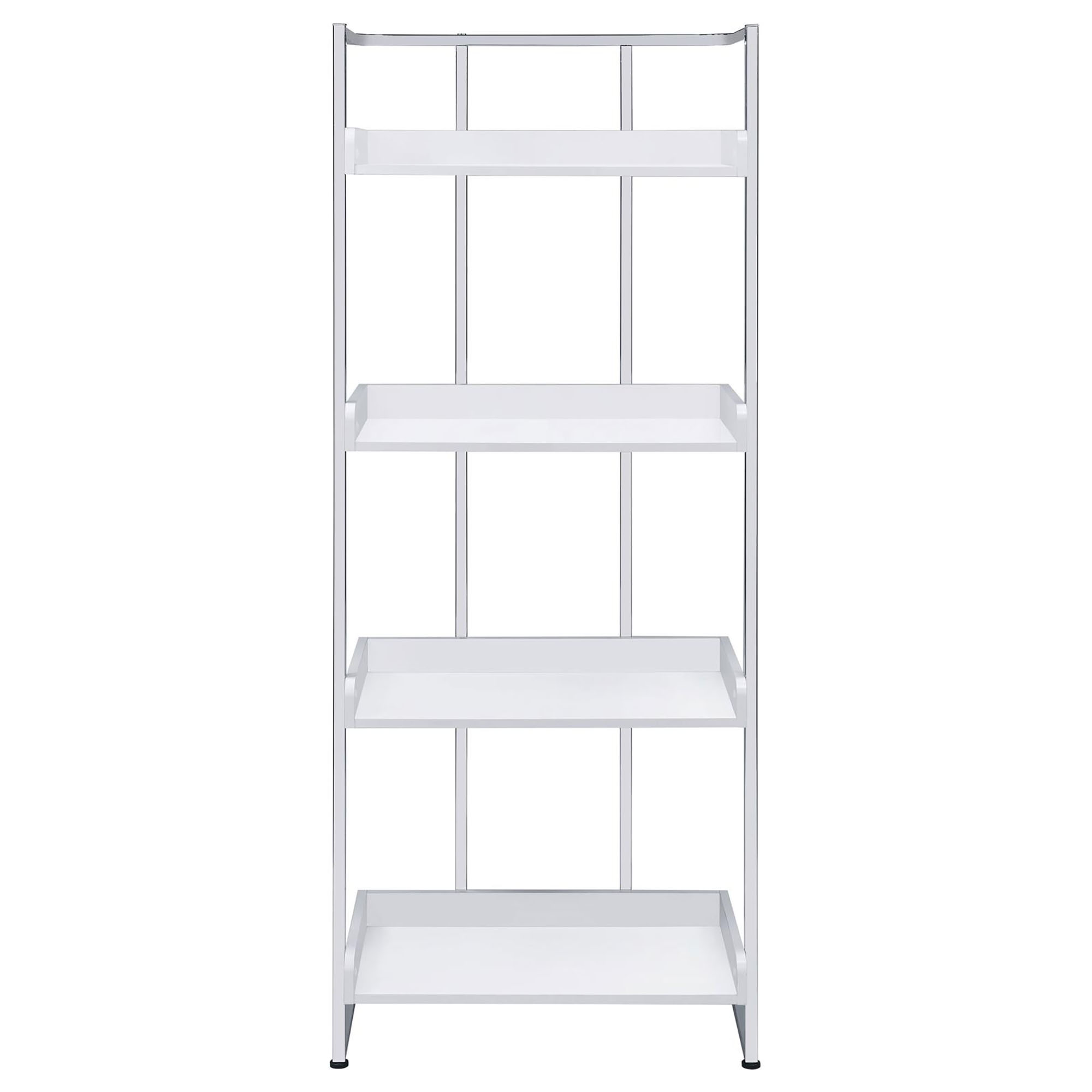 Glossy White 4-Shelf Open Back Bookcase