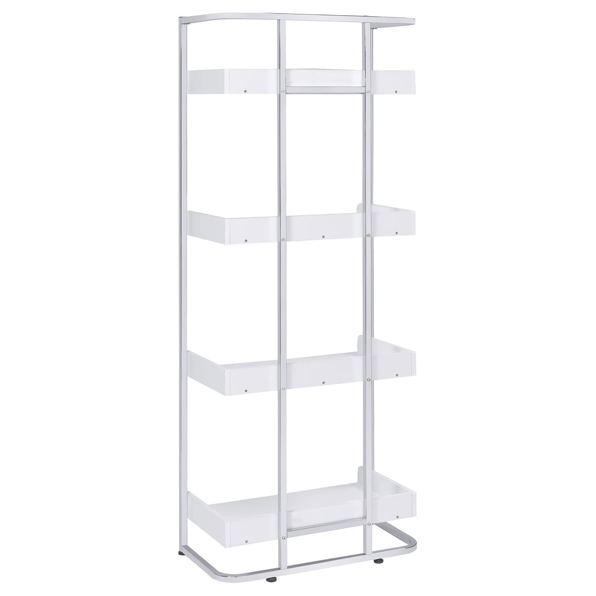 Glossy White 4-Shelf Open Back Bookcase