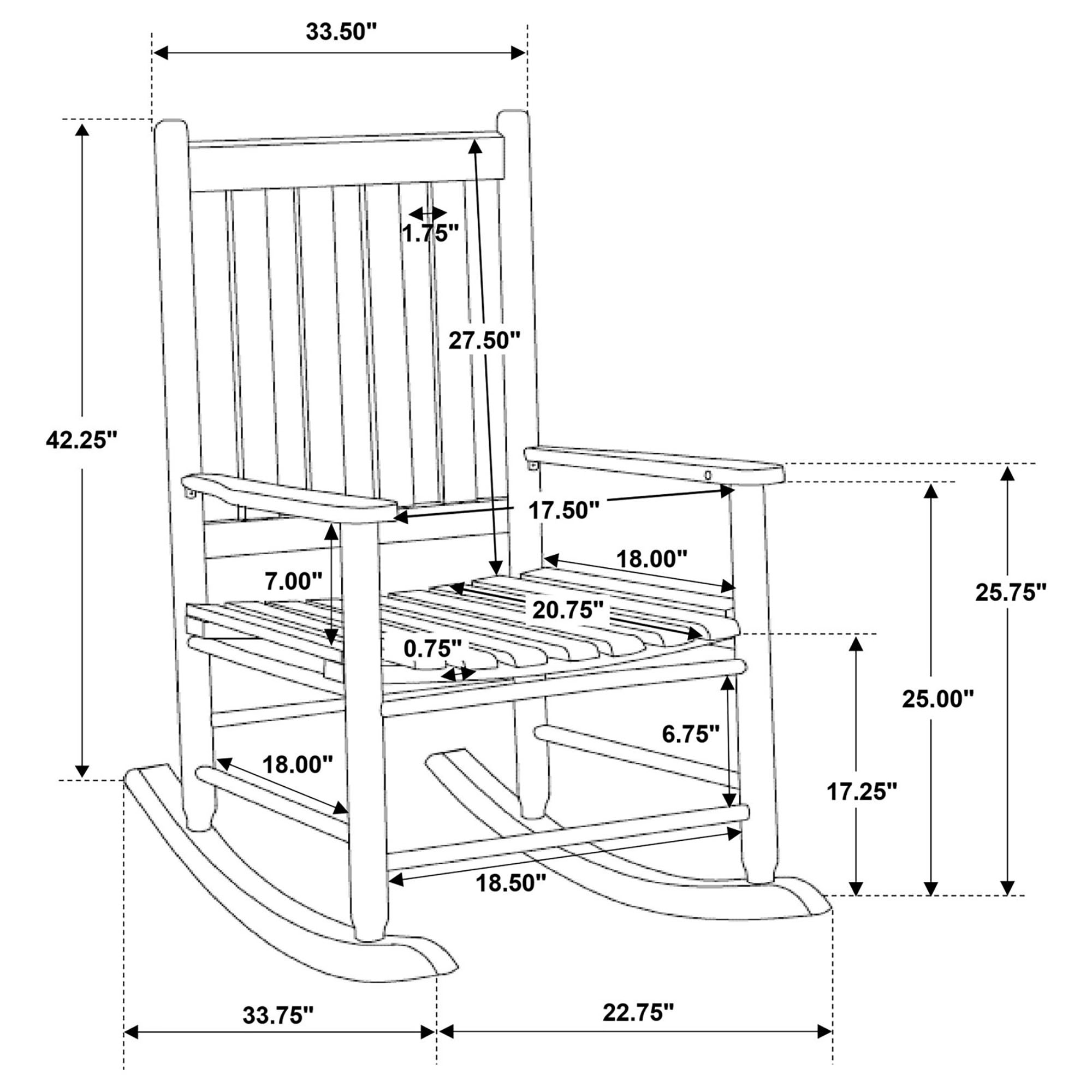 Golden Brown Slat Back Rocking Chair