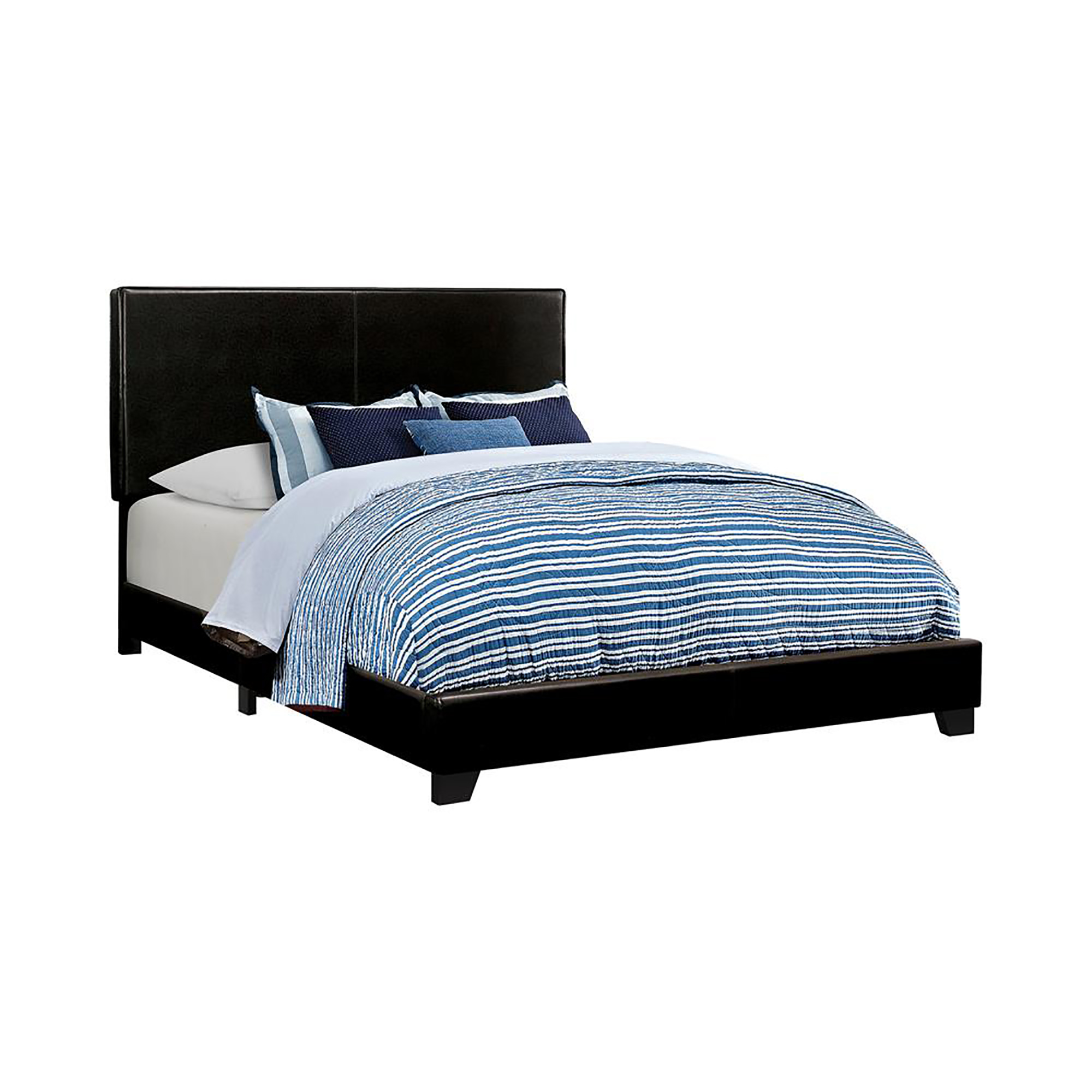 Black Upholstered Queen Panel Bed