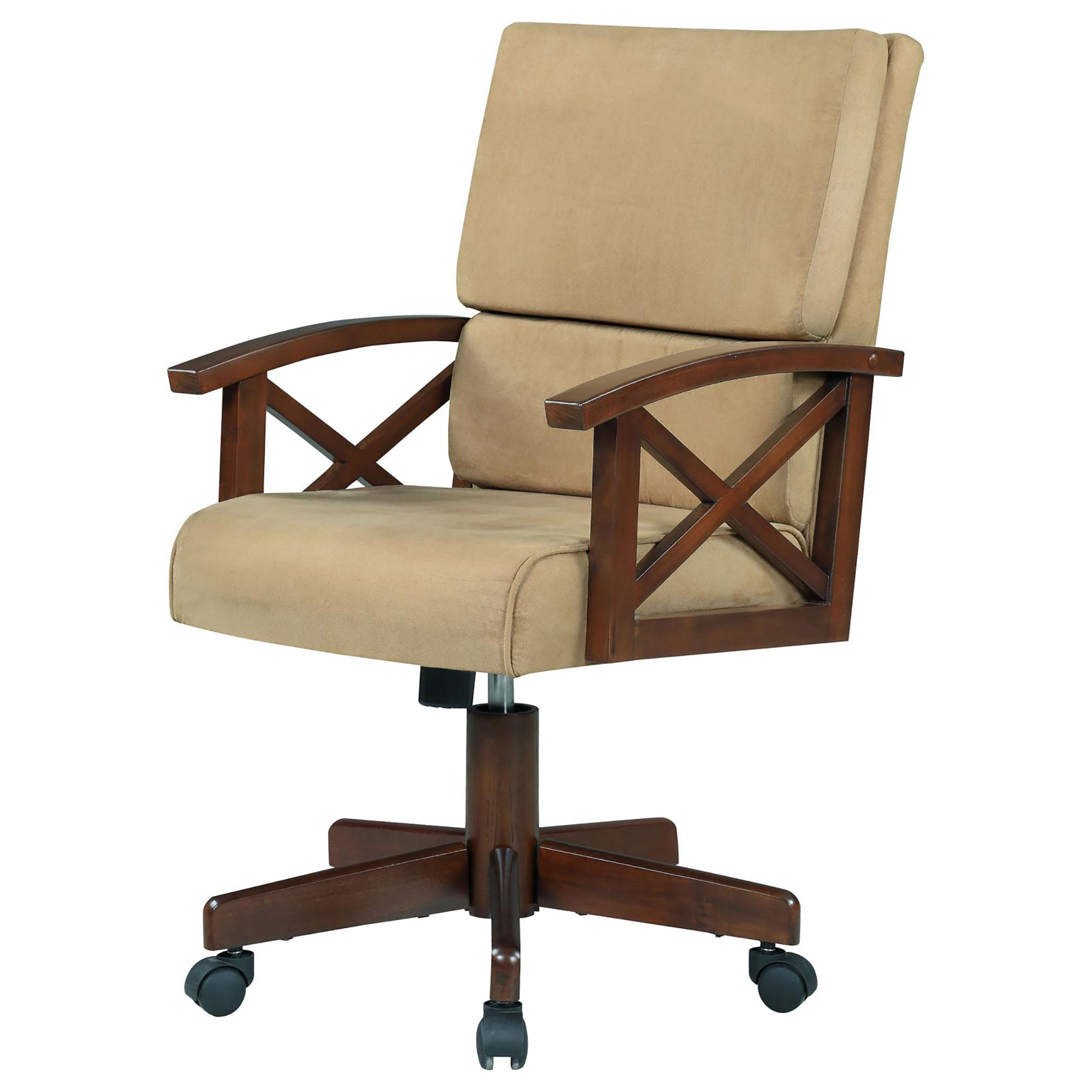 Tan and Tobacco Upholstered Game Chair with Casters