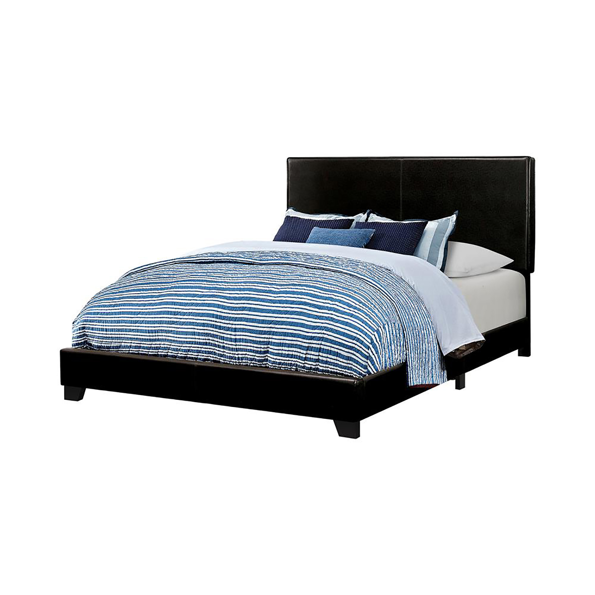 Black Upholstered Queen Panel Bed