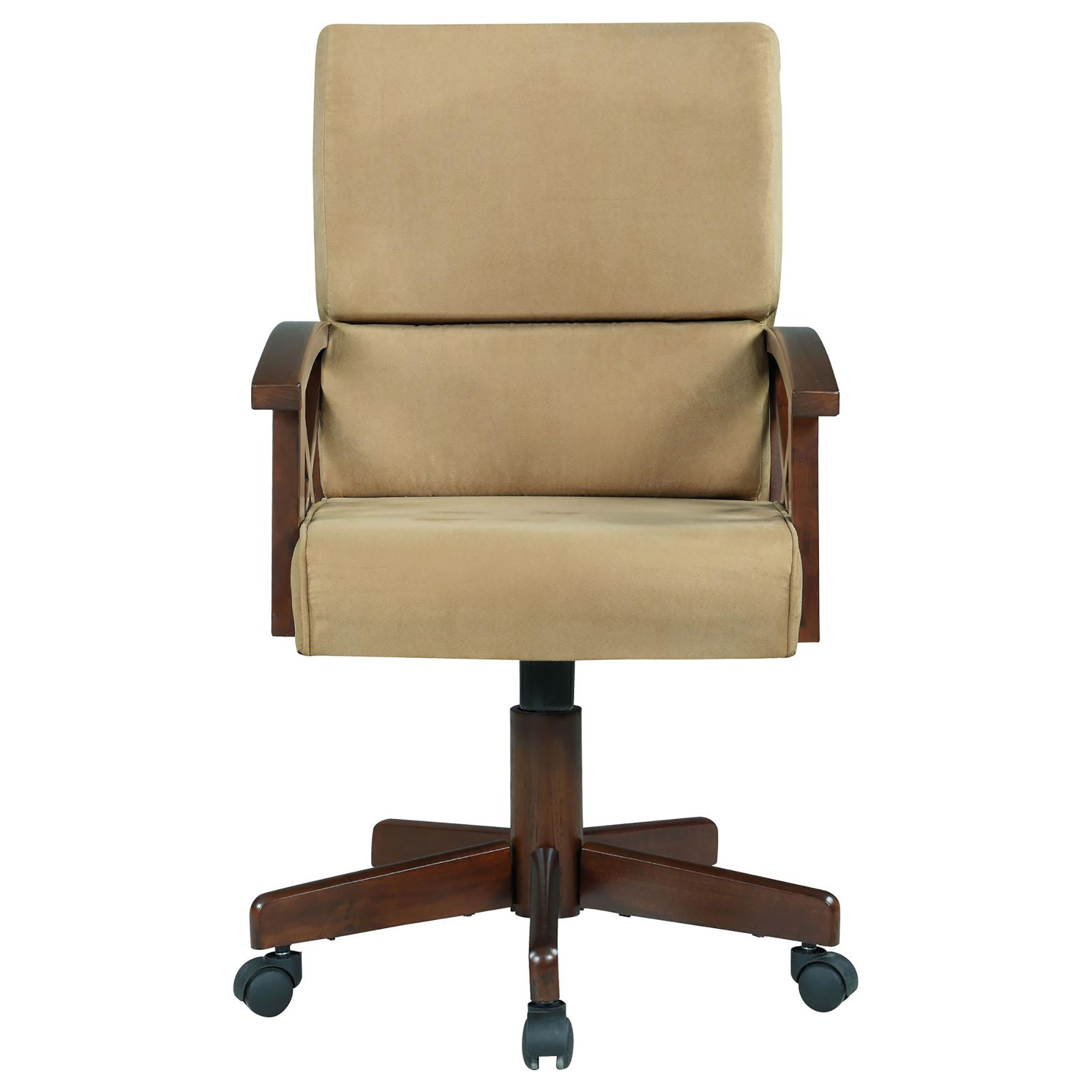 Tan and Tobacco Upholstered Game Chair with Casters