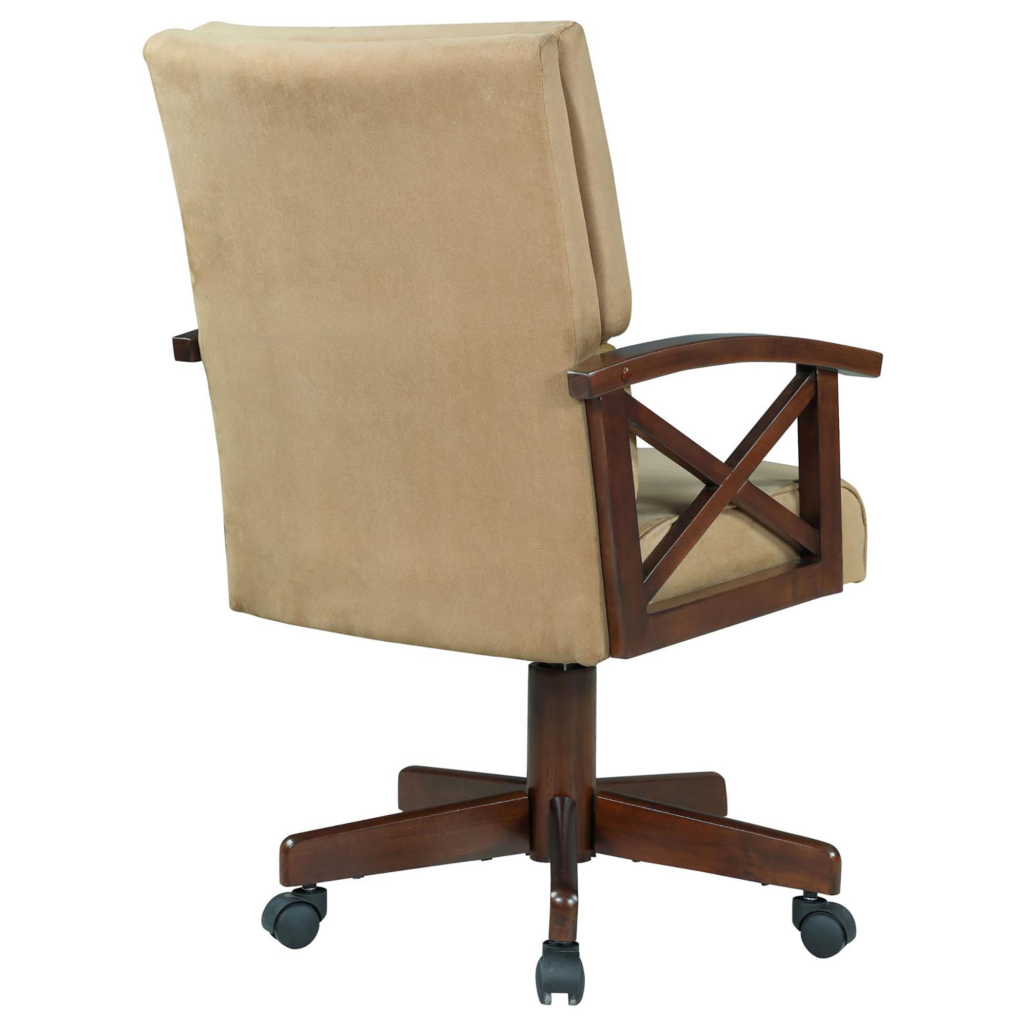 Tan and Tobacco Upholstered Game Chair with Casters