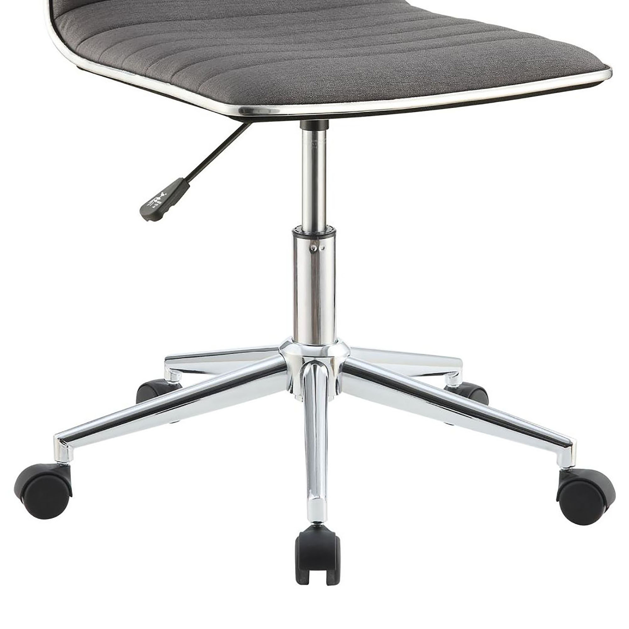 Grey and Chrome Armless Office Chair with Casters