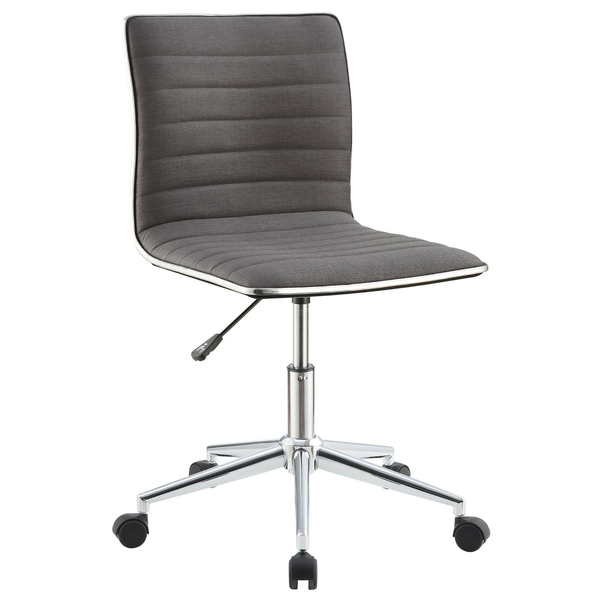 Grey and Chrome Armless Office Chair with Casters