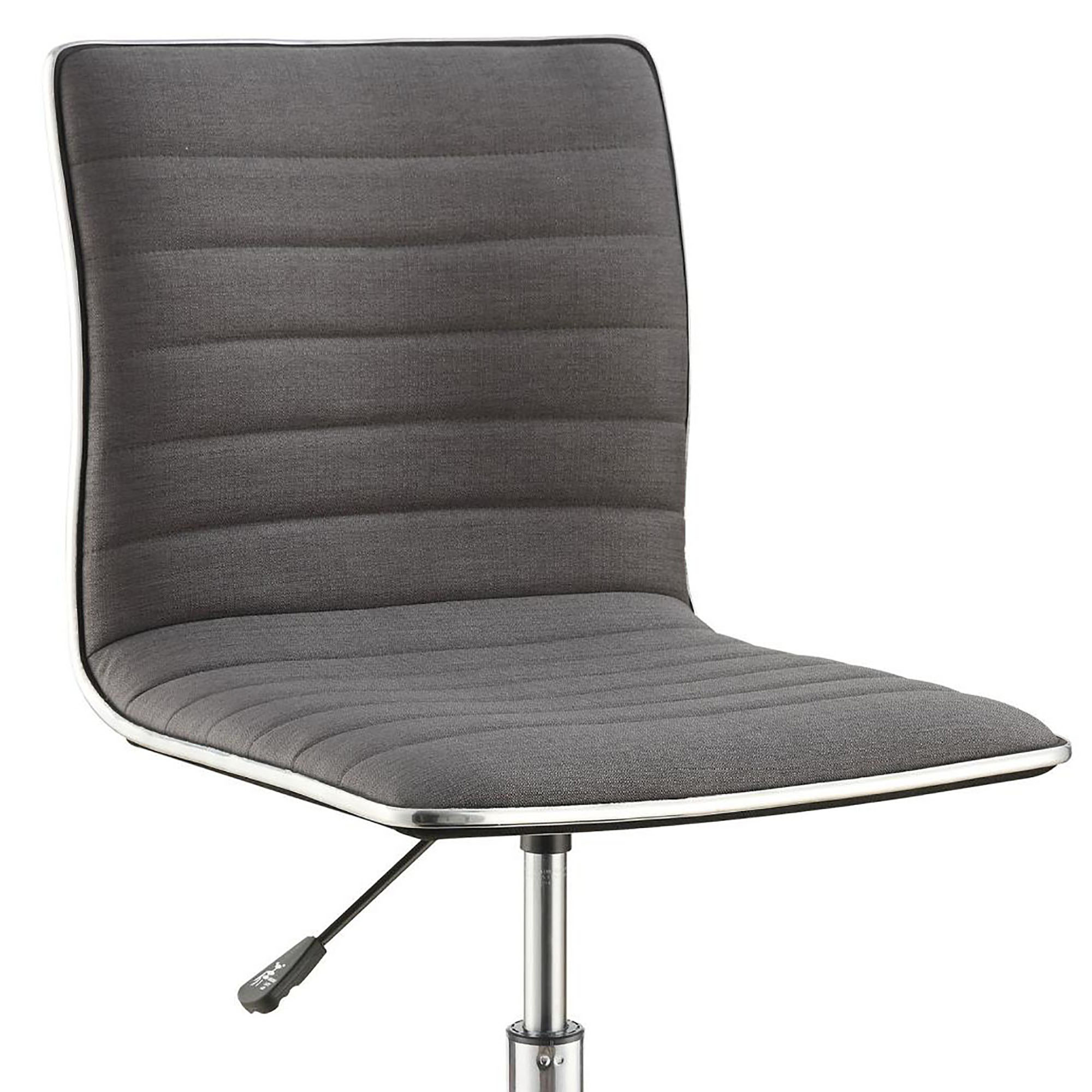 Grey and Chrome Armless Office Chair with Casters