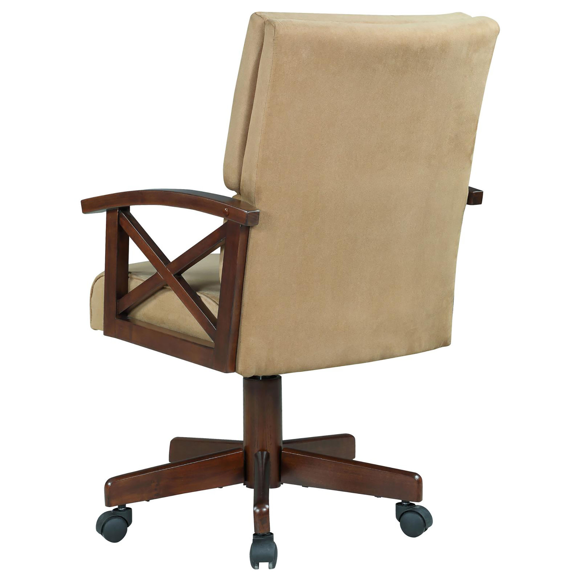 Tan and Tobacco Upholstered Game Chair with Casters