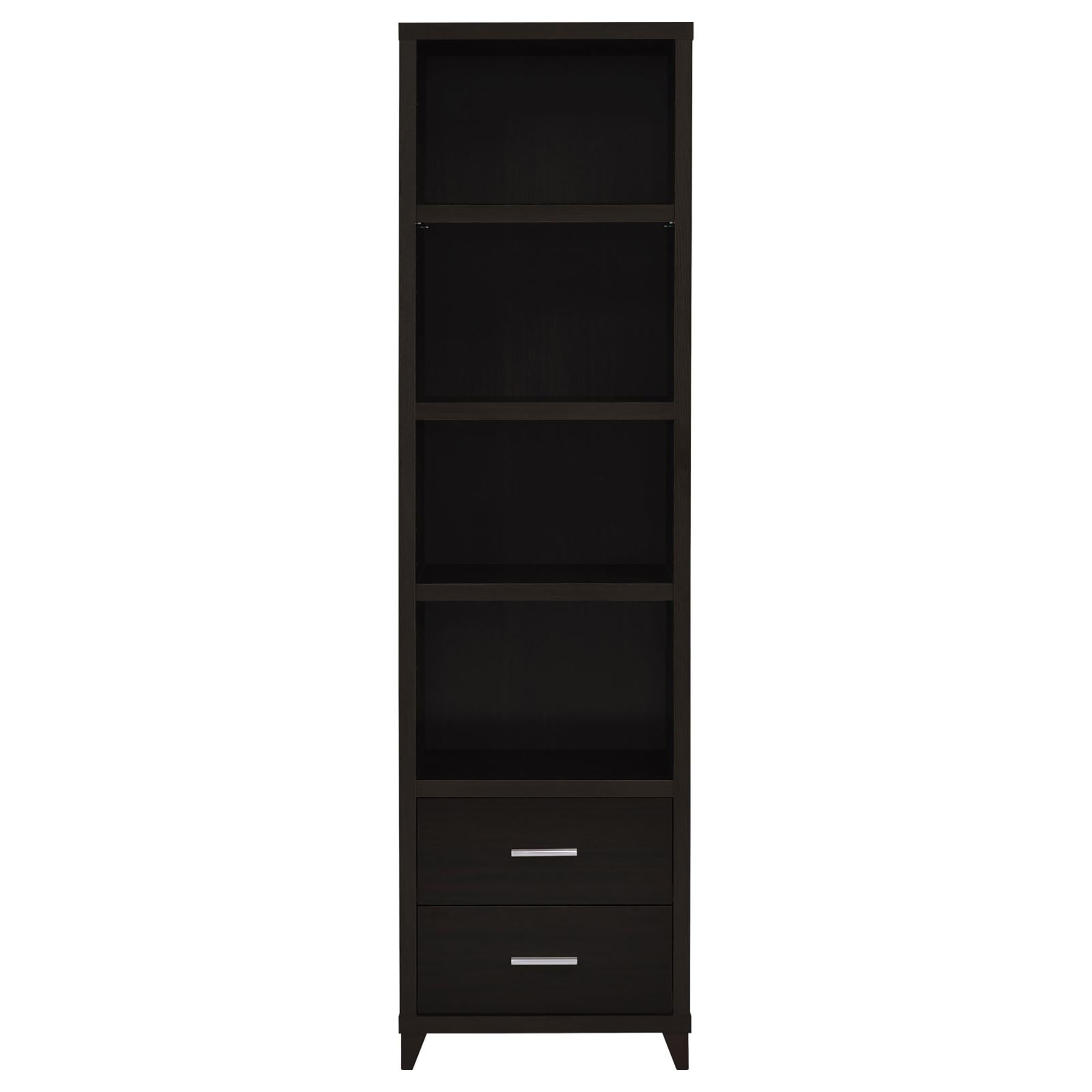 Cappuccino Media Tower with Shelf and Drawer