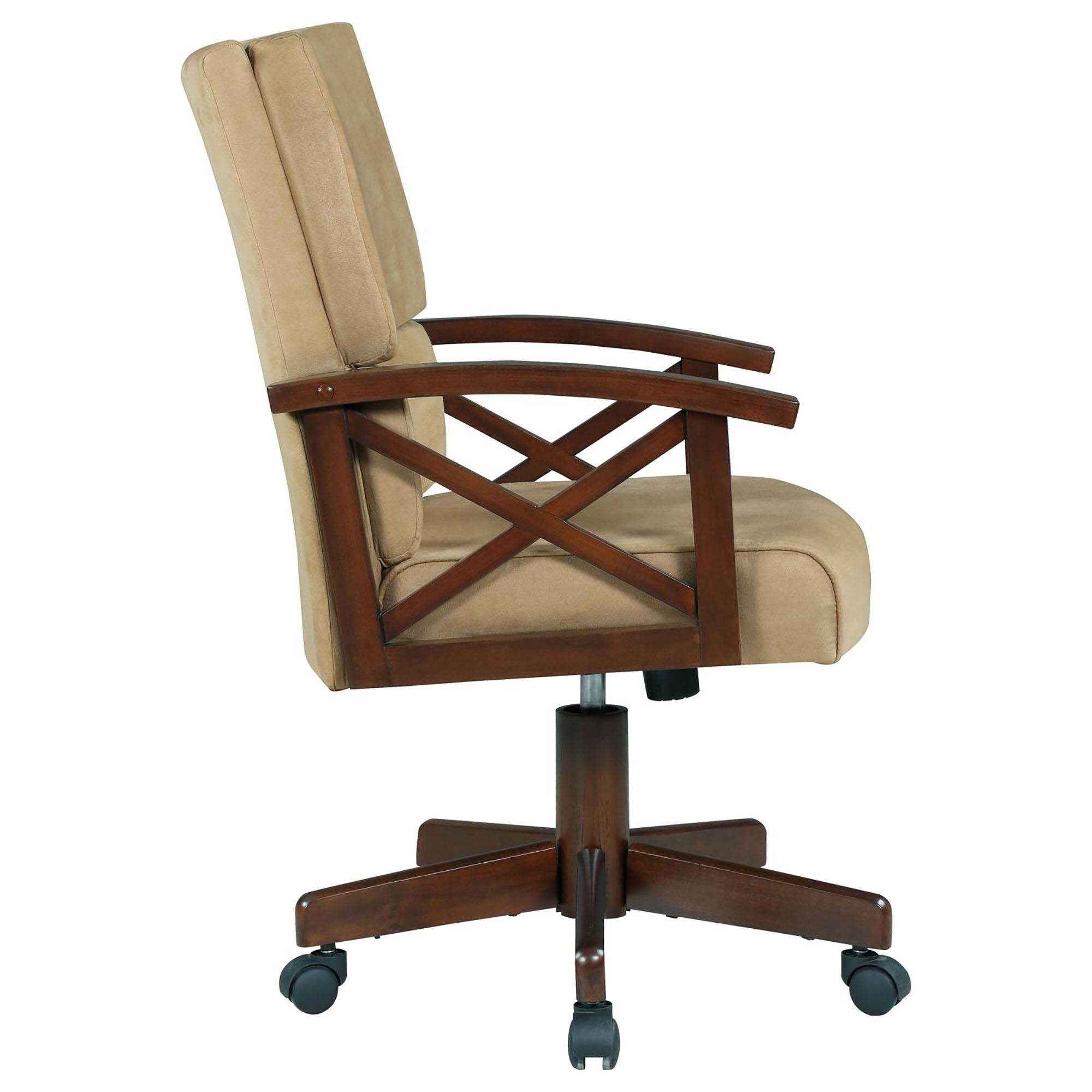 Tan and Tobacco Upholstered Game Chair with Casters