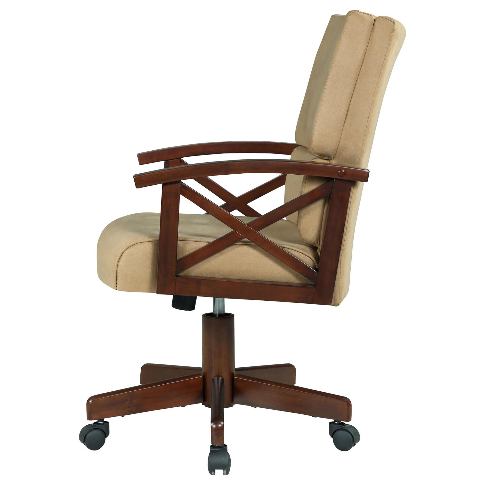 Tan and Tobacco Upholstered Game Chair with Casters