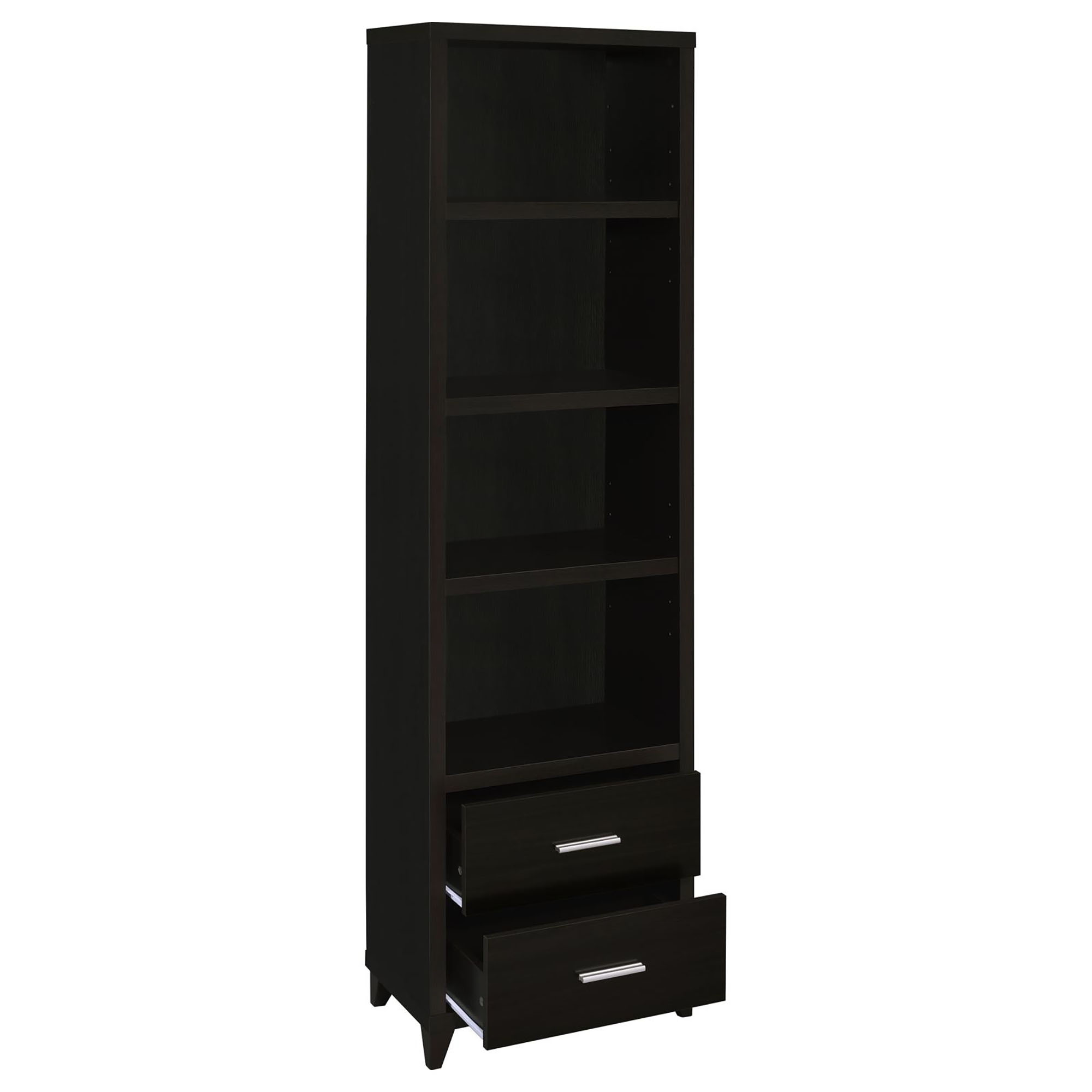 Cappuccino Media Tower with Shelf and Drawer