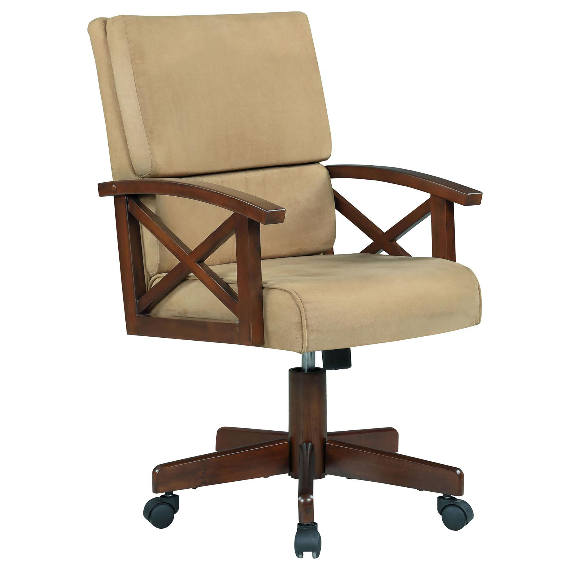 Tan and Tobacco Upholstered Game Chair with Casters