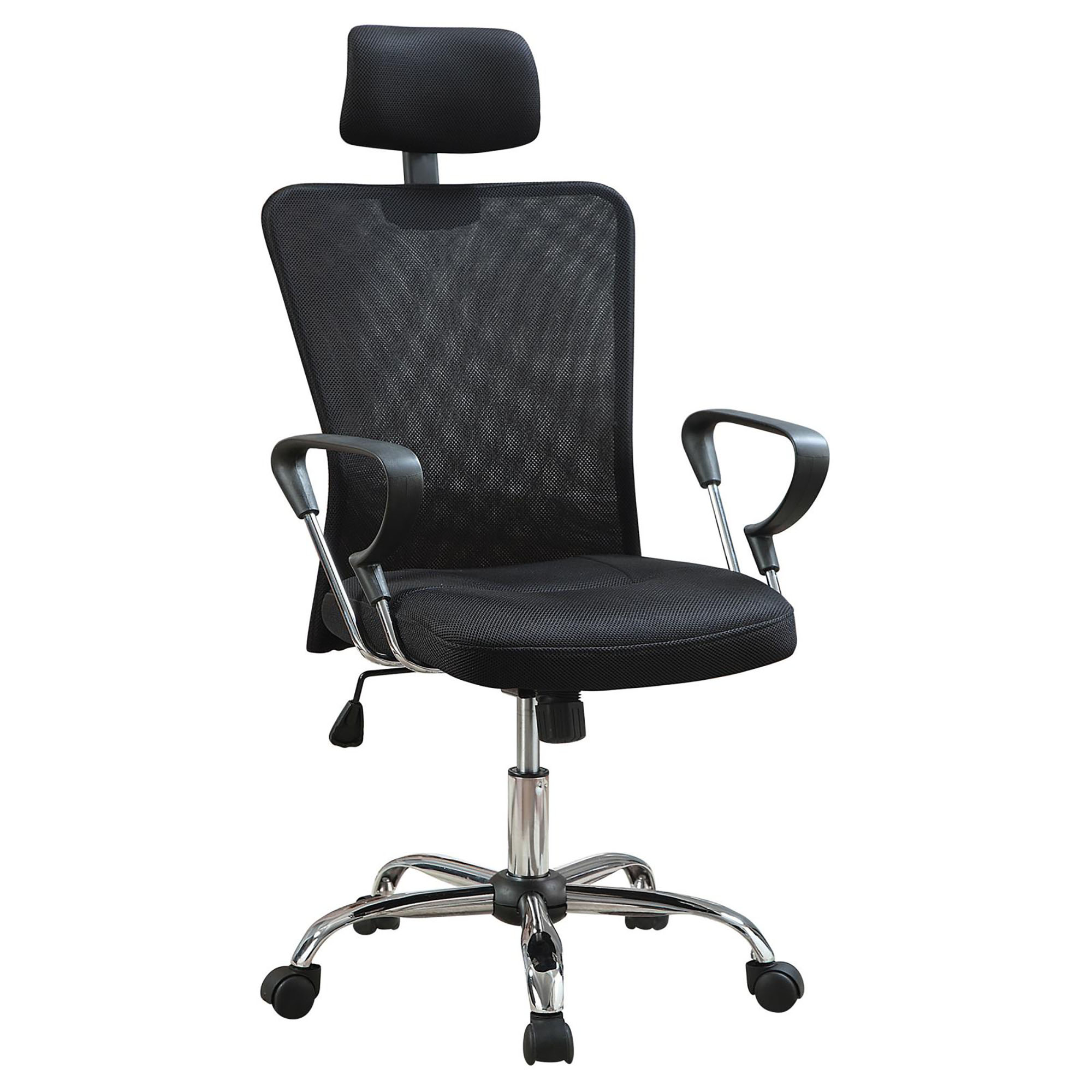 Black and Chrome Height Adjustable Office Chair with Casters