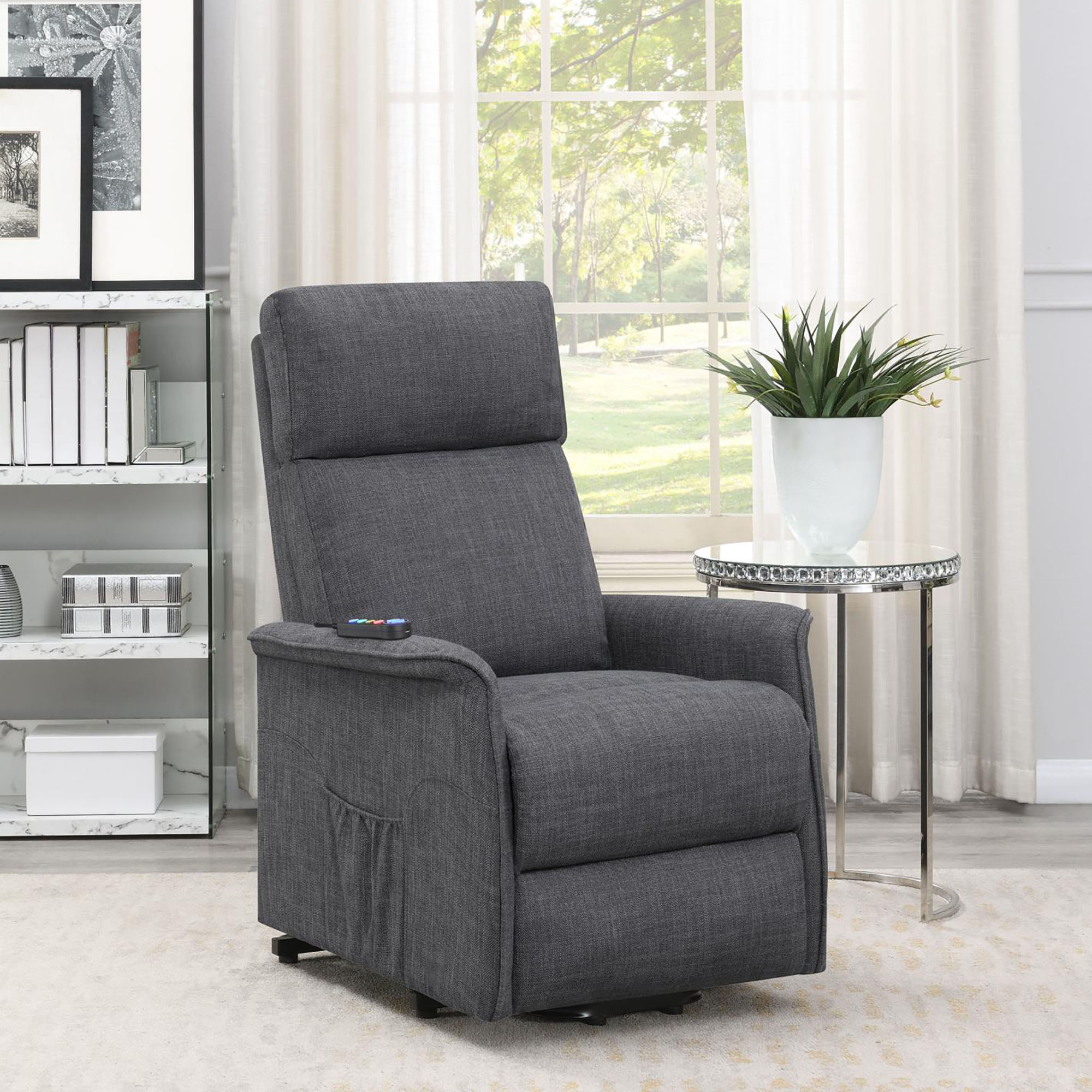 Charcoal Power Lift Recliner with Massage Function