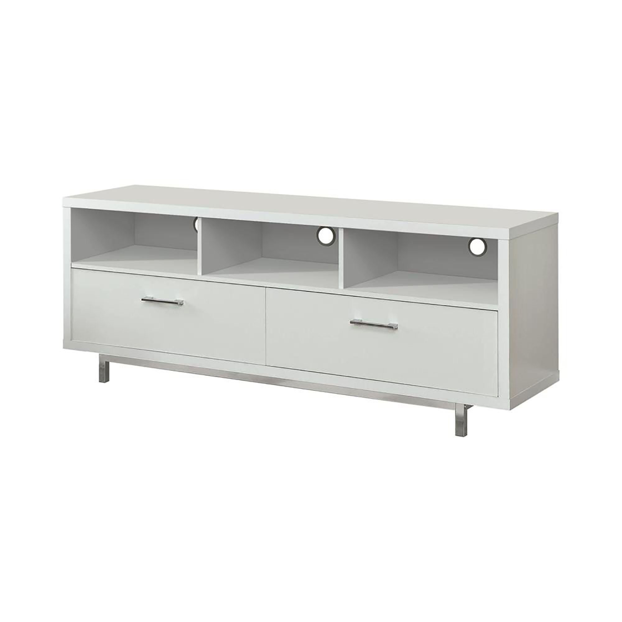 White 60-inch Drawer Storage TV Console