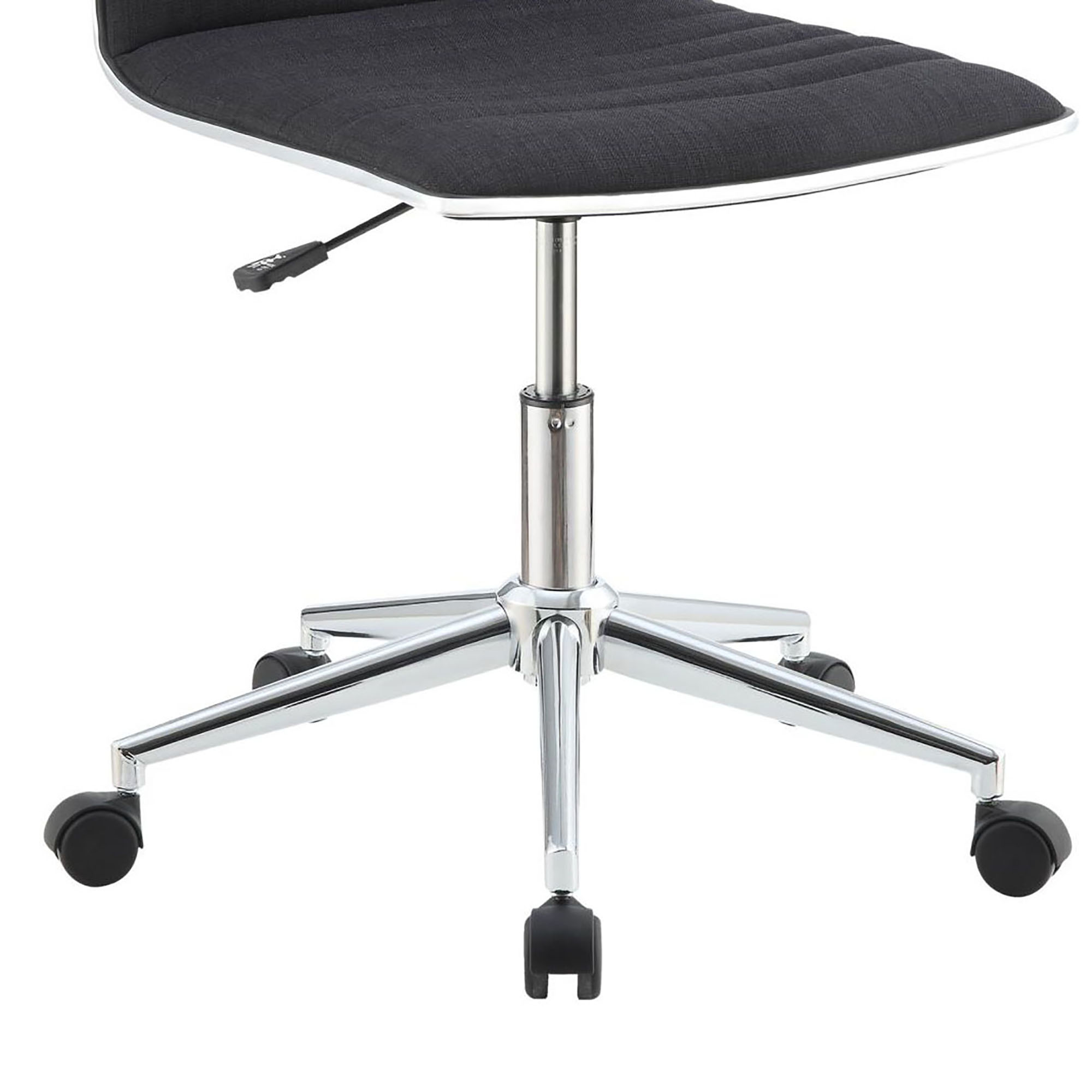 Black and Chrome Armless Office Chair with Casters