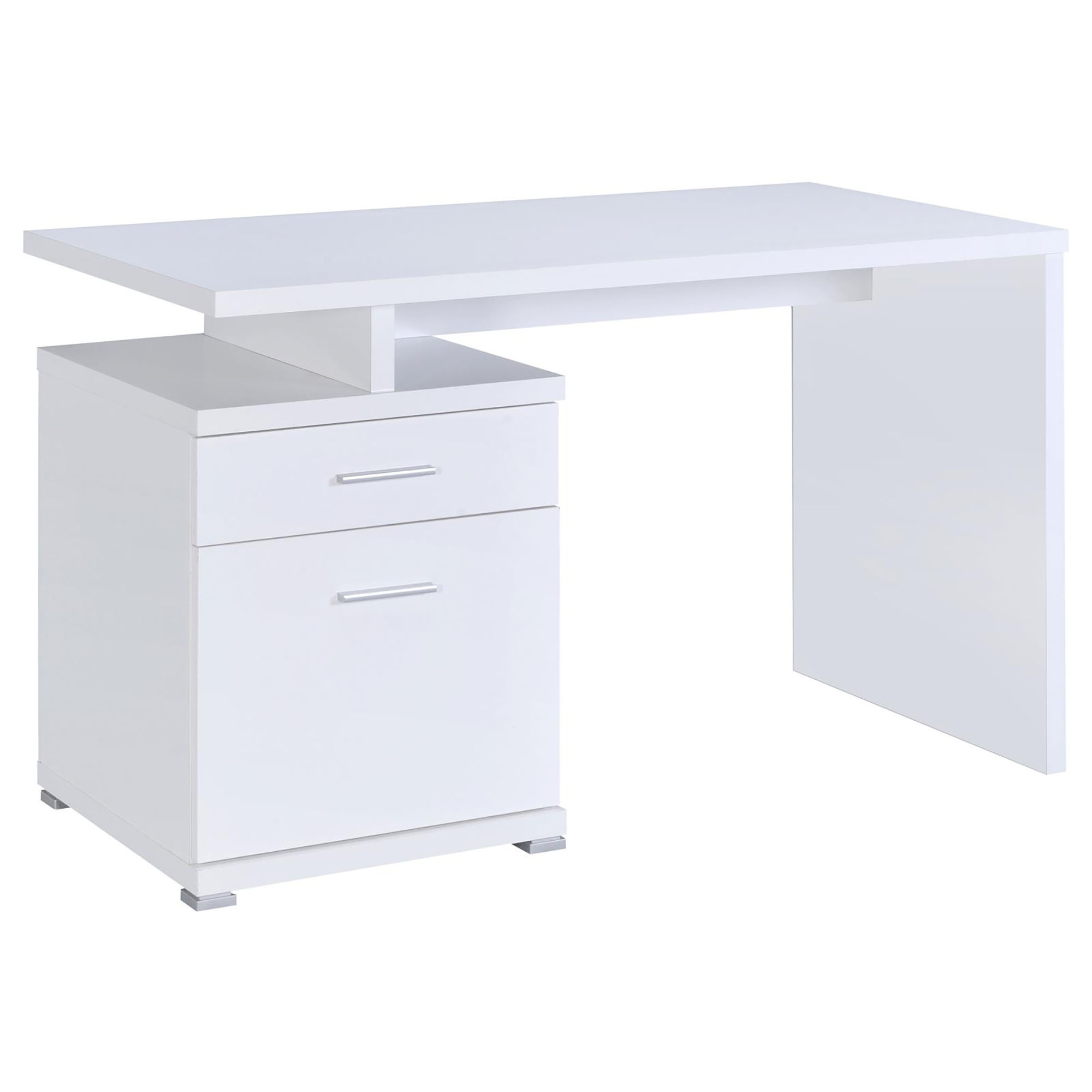 White 2-Drawer Reversible Office Desk