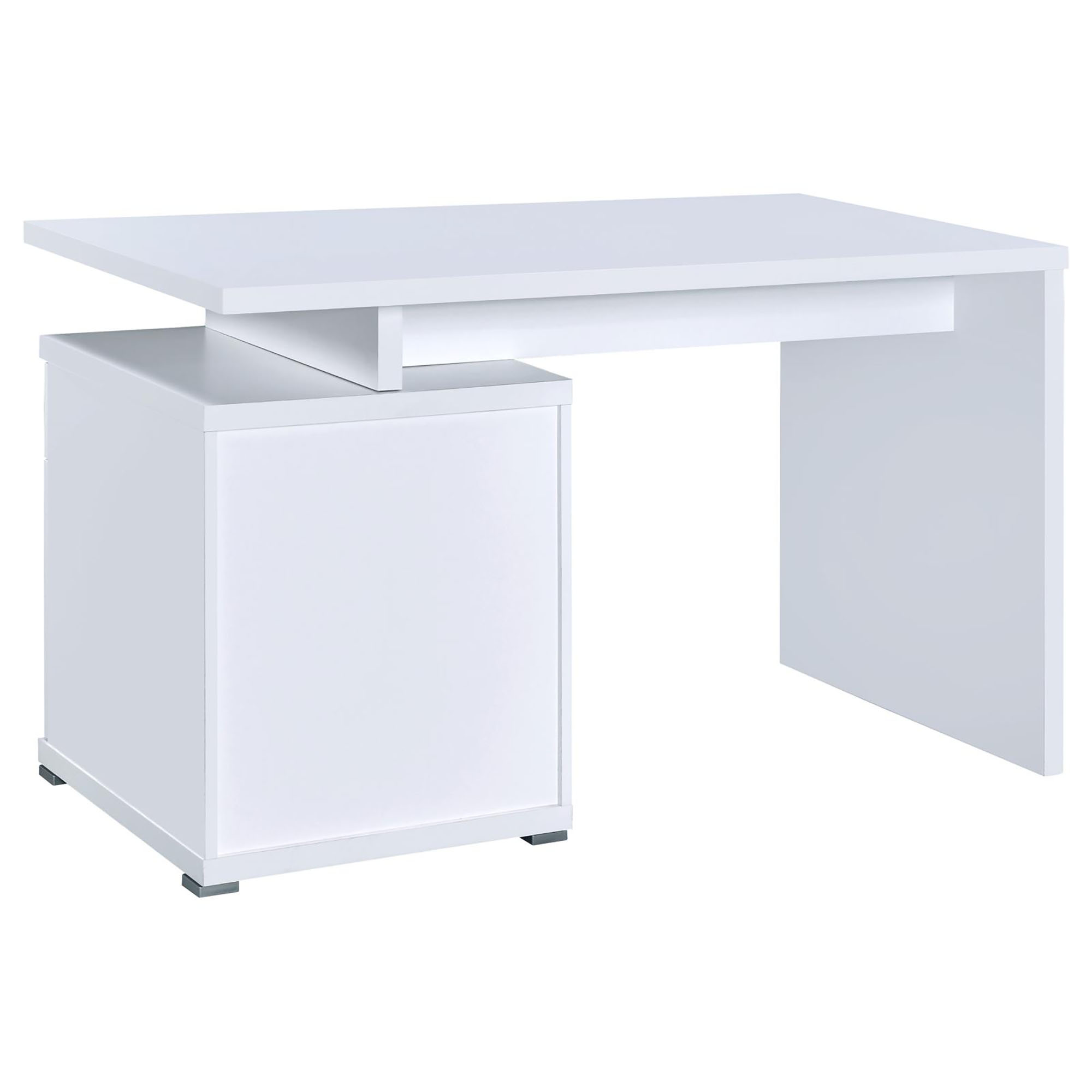 White 2-Drawer Reversible Office Desk