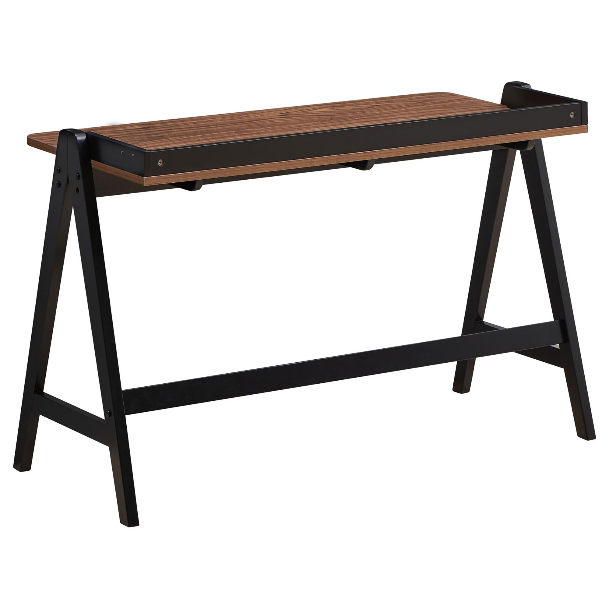 Walnut and Black Writing Desk with USB Ports