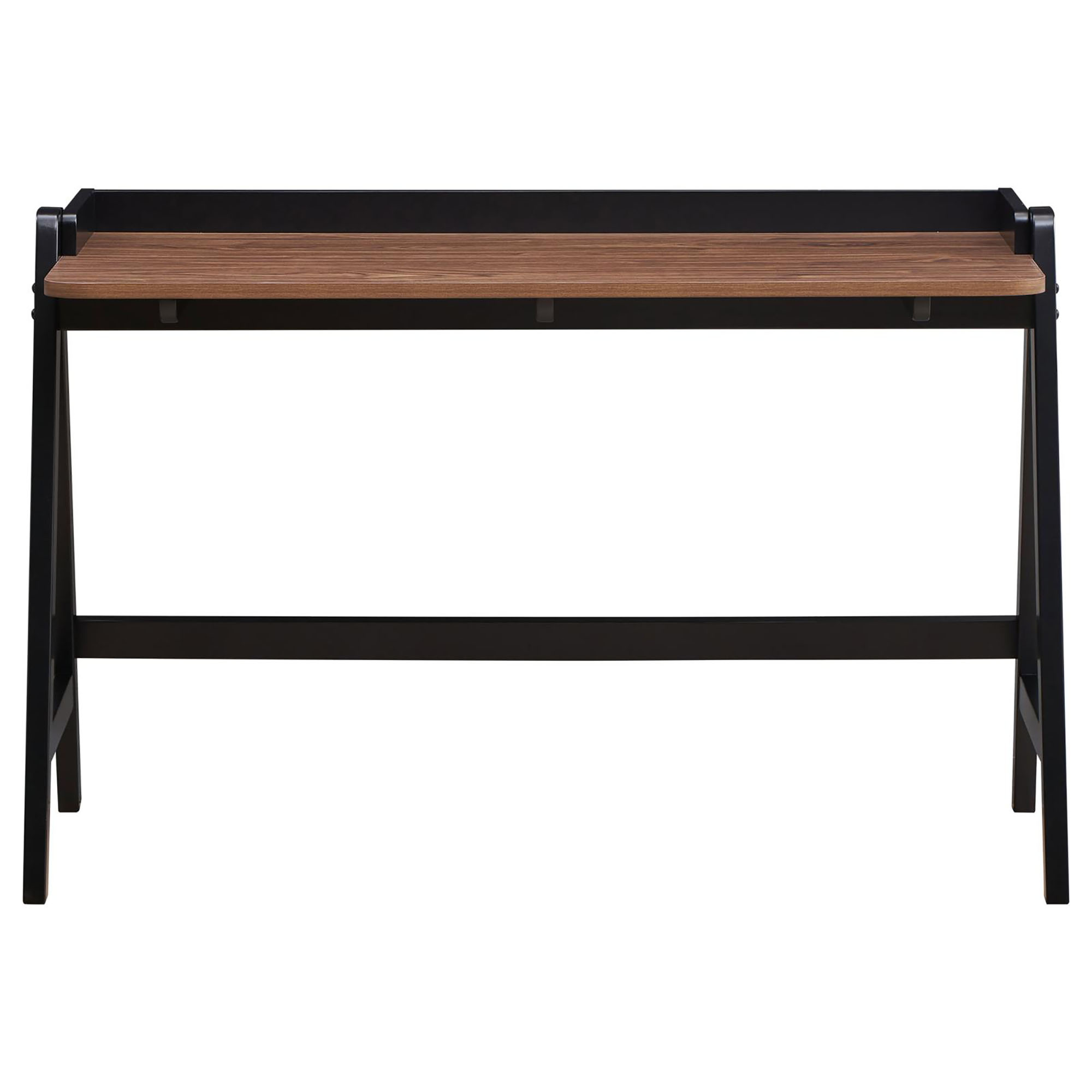 Walnut and Black Writing Desk with USB Ports