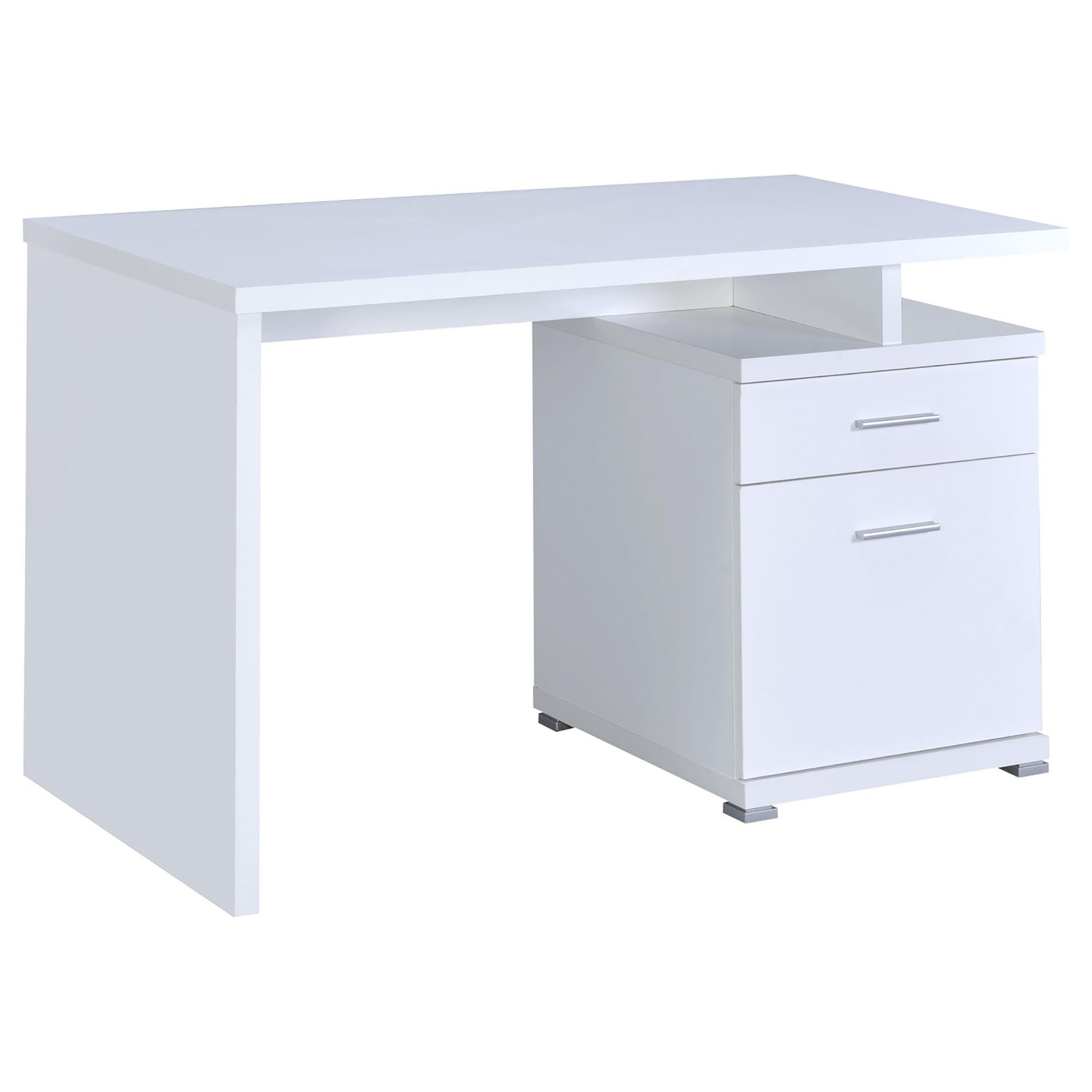 White 2-Drawer Reversible Office Desk