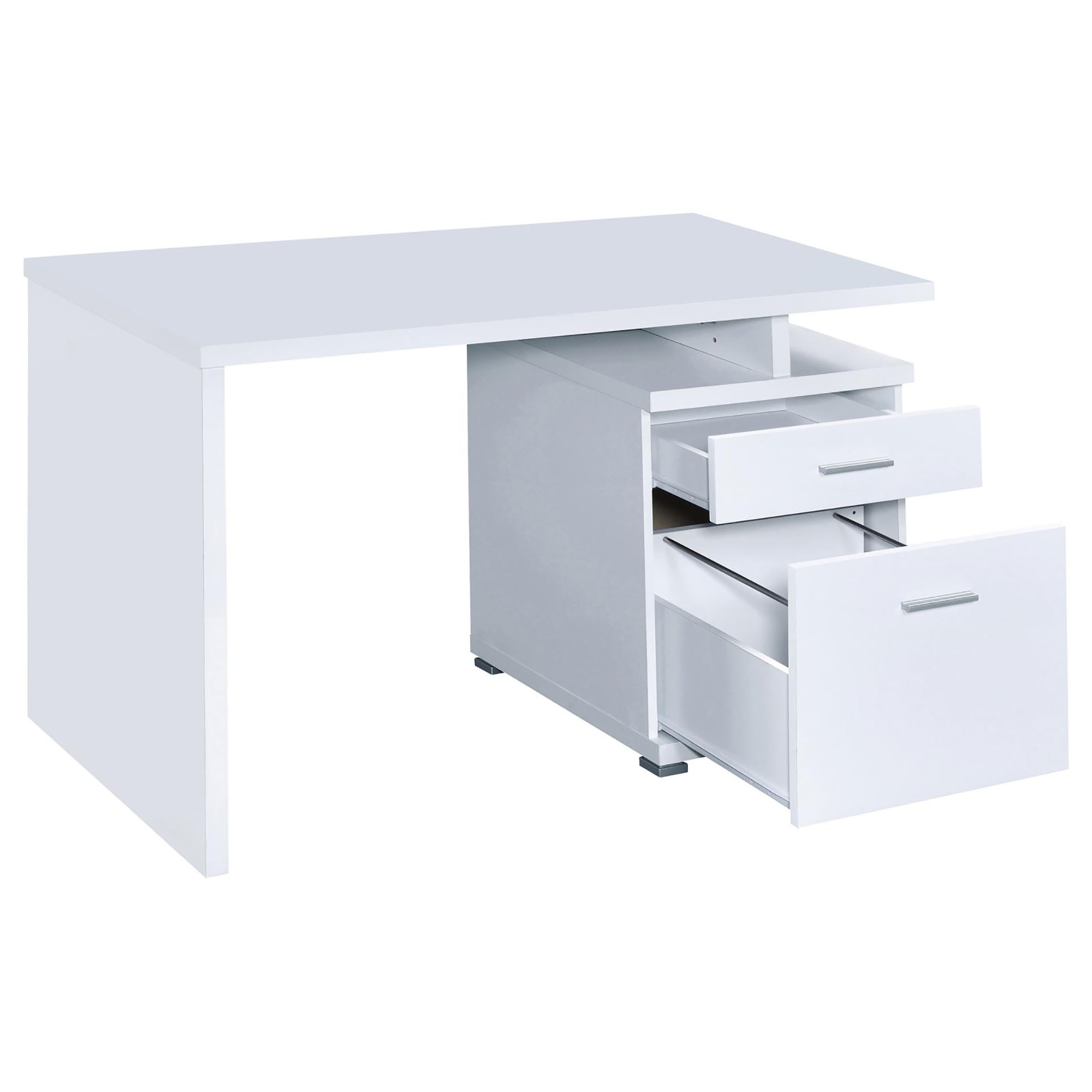 White 2-Drawer Reversible Office Desk