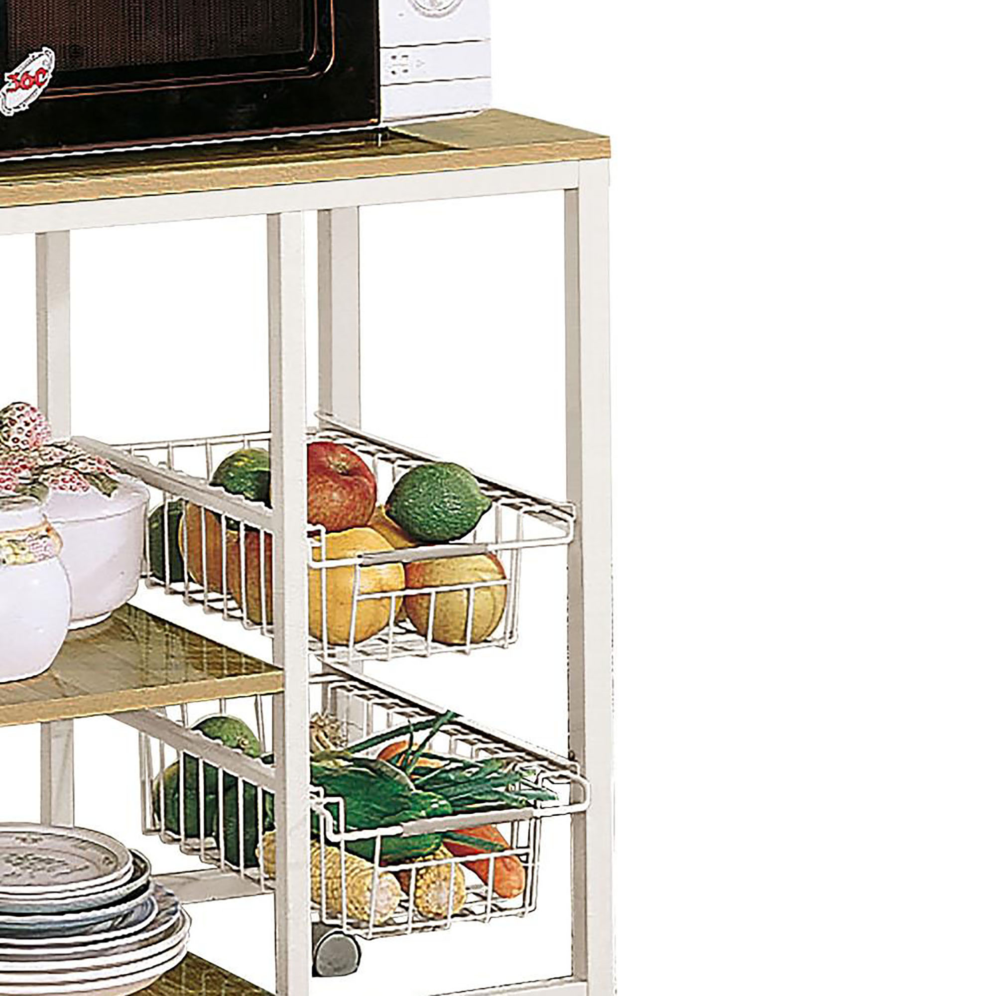 Natural Brown and White Kitchen Cart