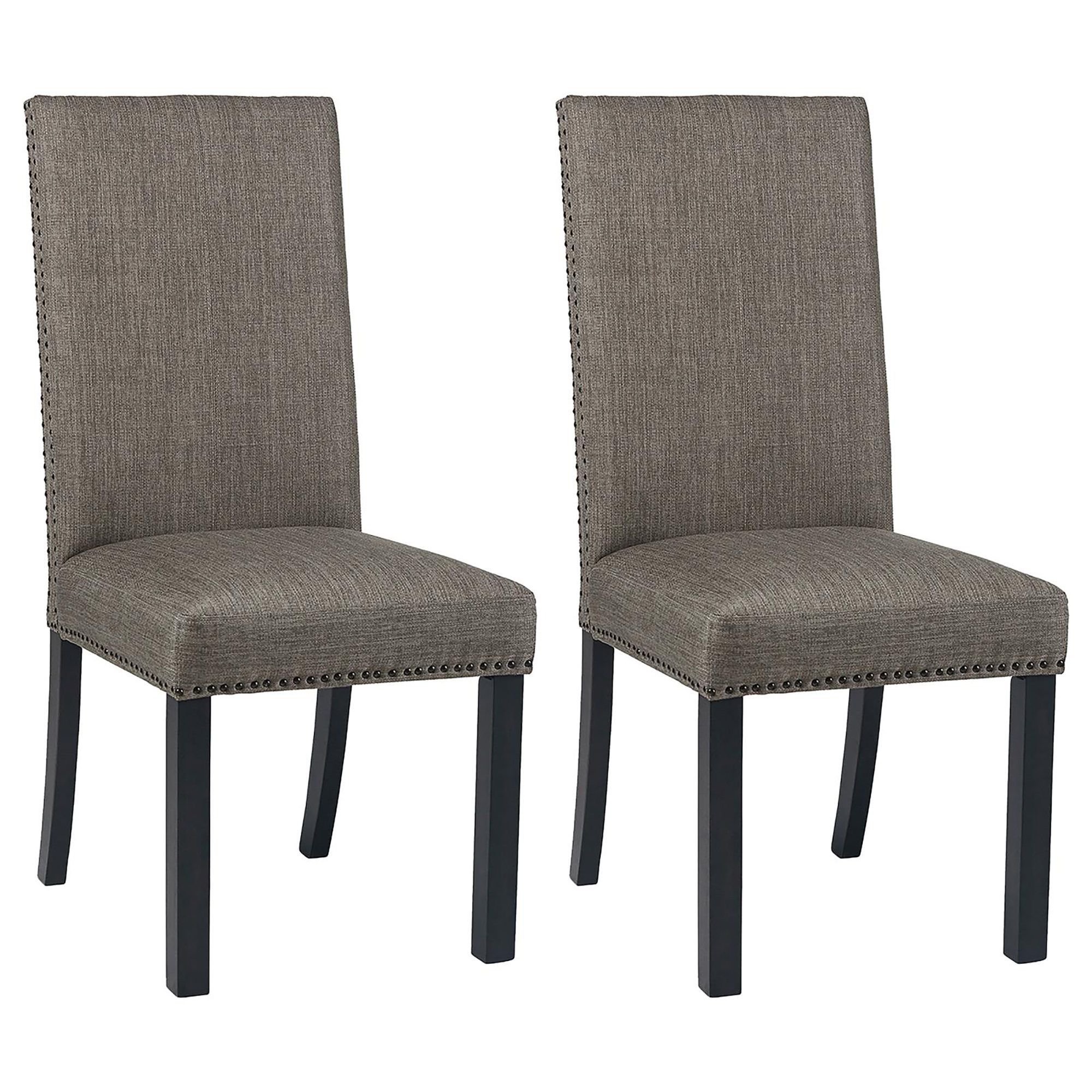 Grey and Black Upholestered Parson Chair (Set of 2)