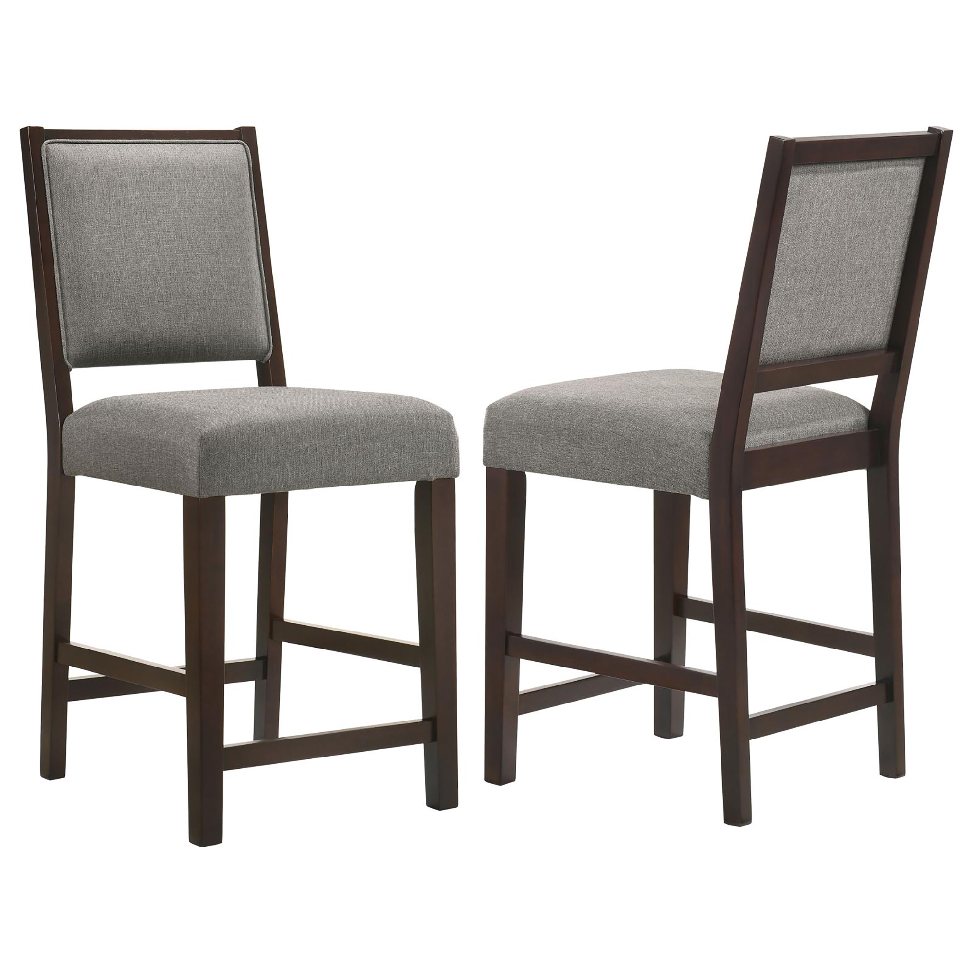 Grey and Espresso Stool with Footrest (Set of 2)