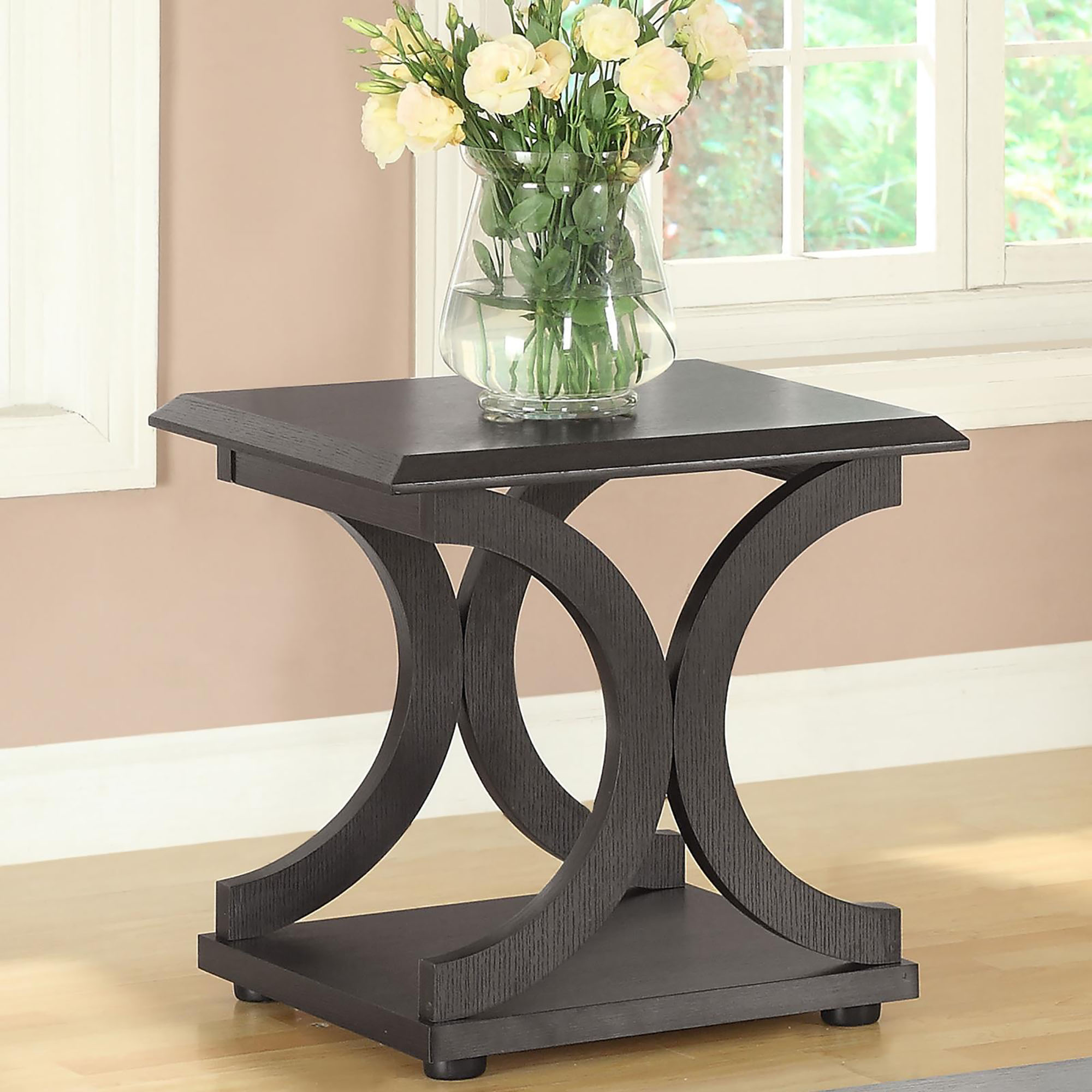 Cappuccino C-shaped End Table